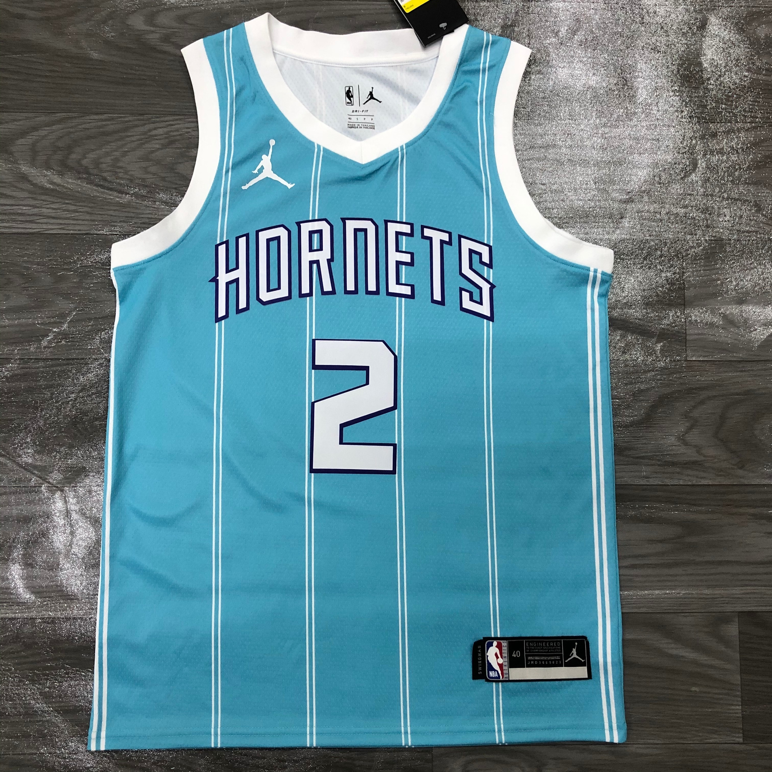 NBA Men Charlotte Hornets #2 Ball Blue Jersey High Quality Name and Number Print - leoleo123123