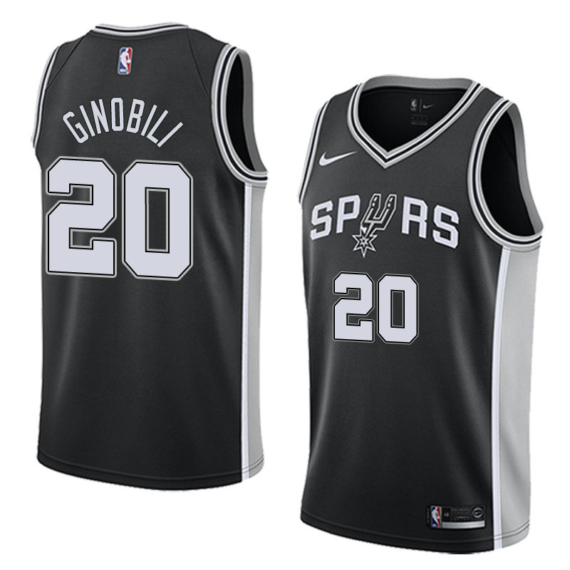 NBA Men San Antonio Spurs Black #20 GINOBILI Jersey High Quality Name and Number Print - leoleo123123