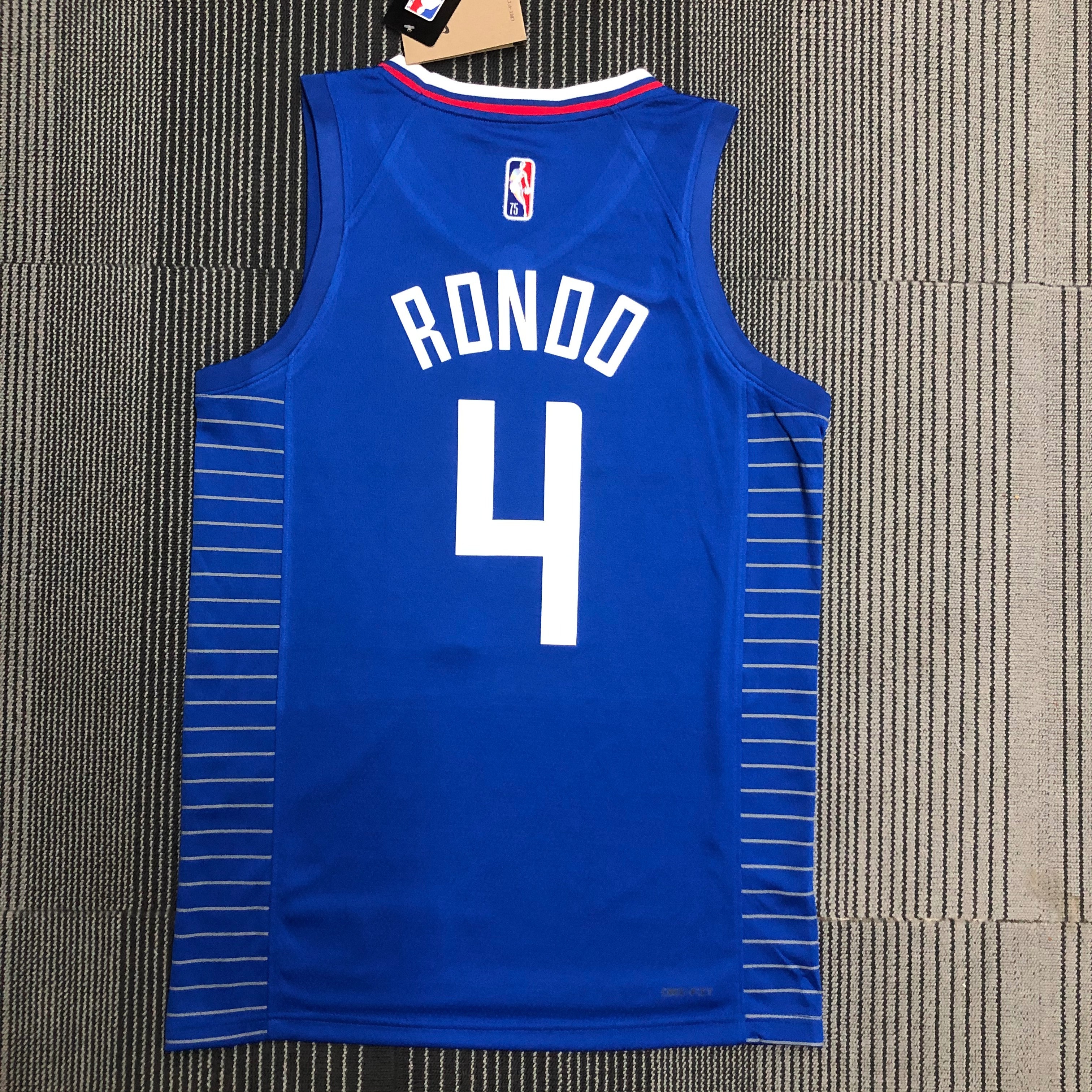 NBA Men 75th Anniversary Los Angeles Clippers Blue #4 RONDO Jersey High Quality Name and Number Print - leoleo123123