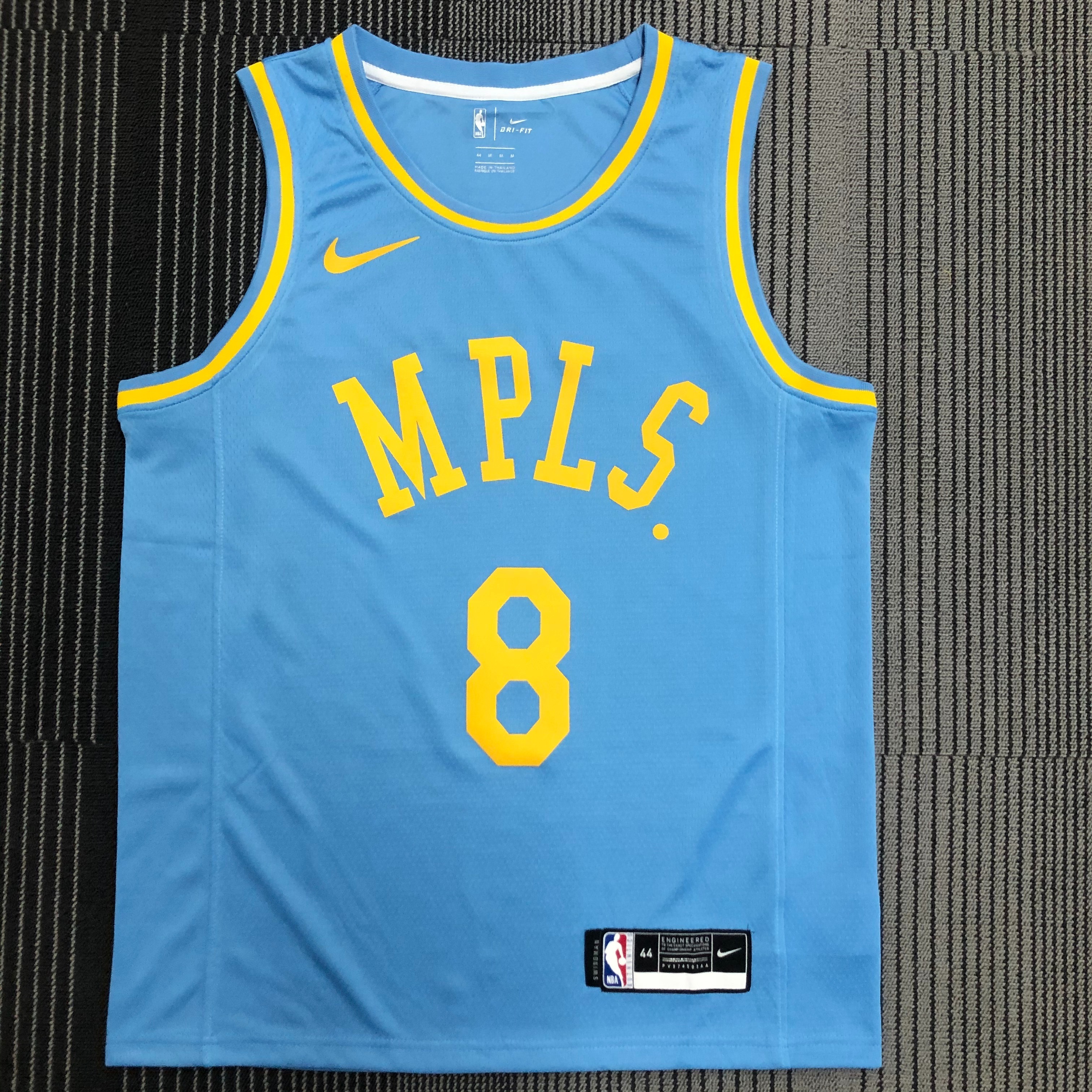 NBA Season 2021 Los Angeles Lakers Minneapolis Blue #8 BRYANT Round Neck Jersey High Quality Name and Number Print - leoleo123123