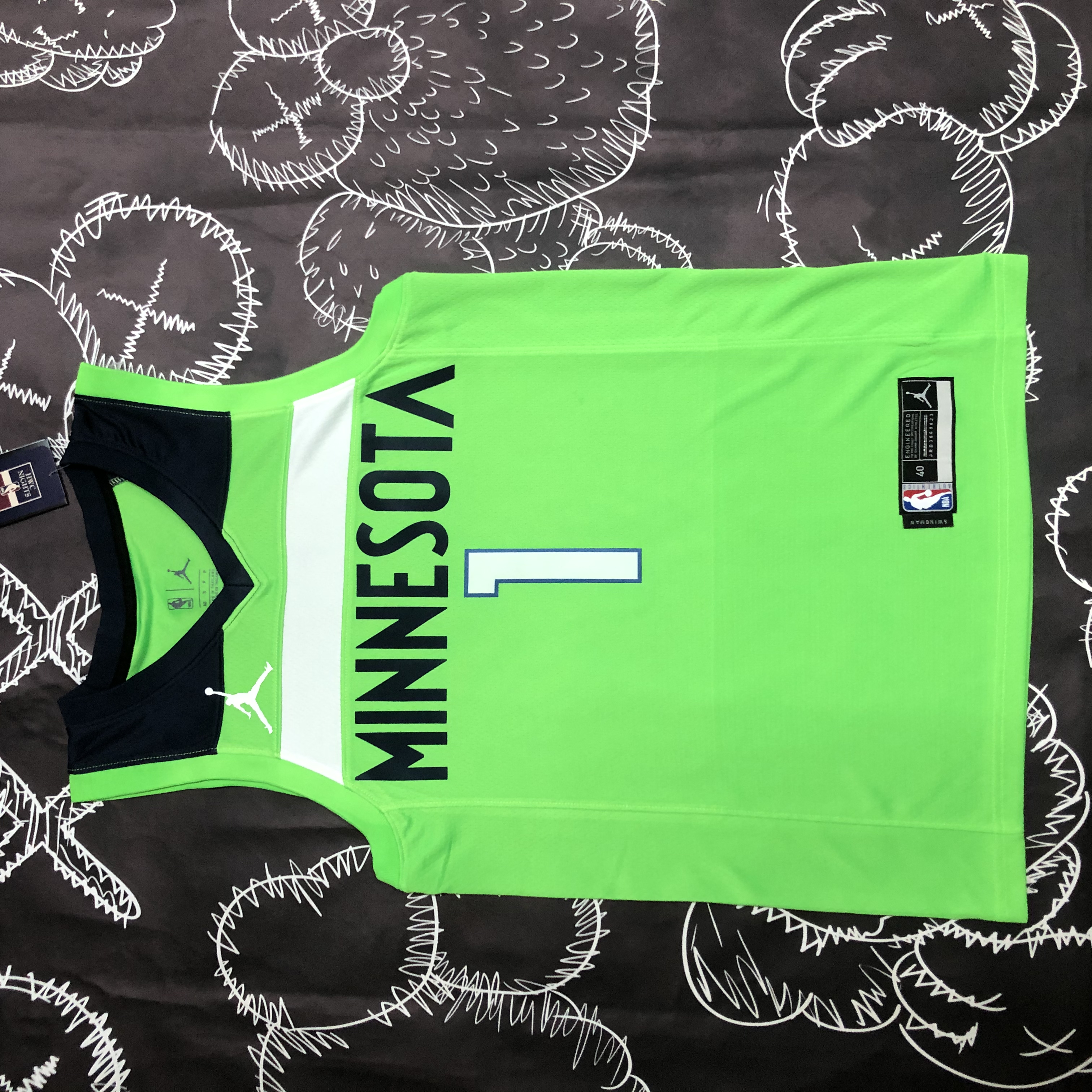 NBA Men Minnesota Timberwolves Green #1 EDWARDS Jersey High Quality Name and Number Print - leoleo123123