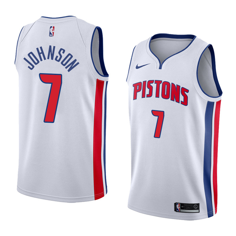 NBA Detroit Pistons White #7 JOHNSON Jersey High Quality Name and Number Print - leoleo123123