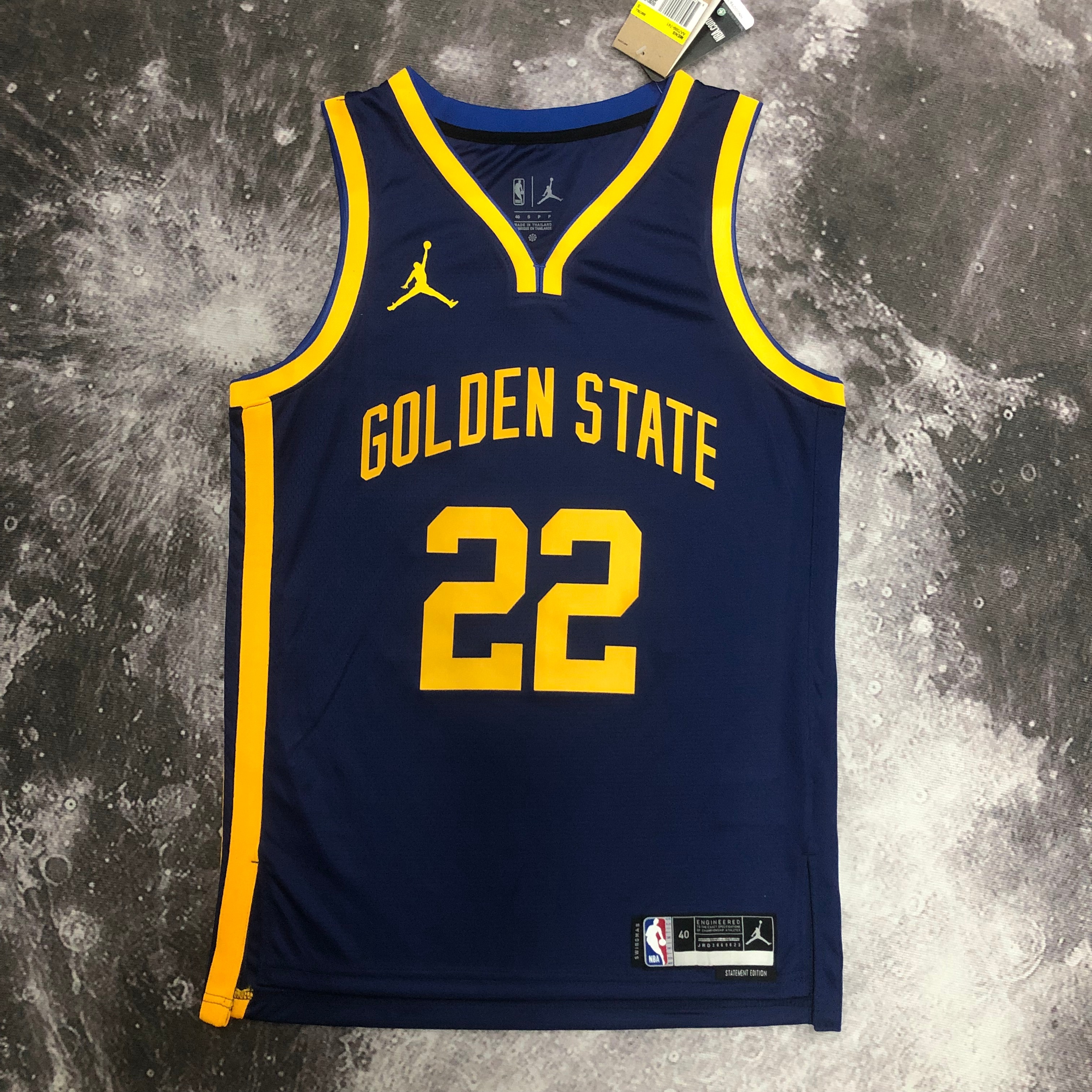 NBA Men Season 2023 Golden State Warriors Blue with Jordan Logo #22 WIGGINS Jersey High Quality Name and Number Print - leoleo123123