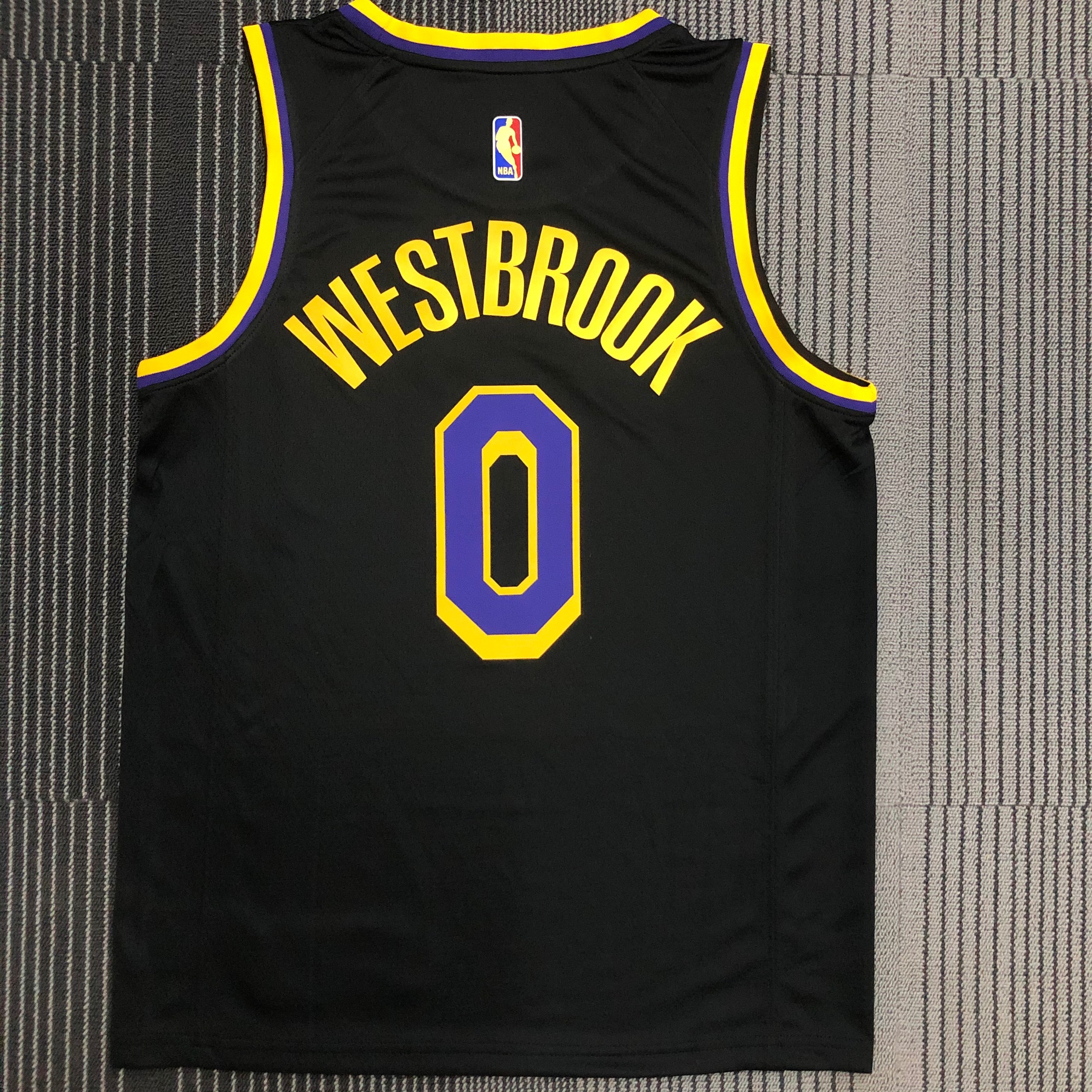 2021 NBA #0 WESTBROOK Lakers Bonus Edition Black NBA Jersey High Quality Name and Number Print - leoleo123123
