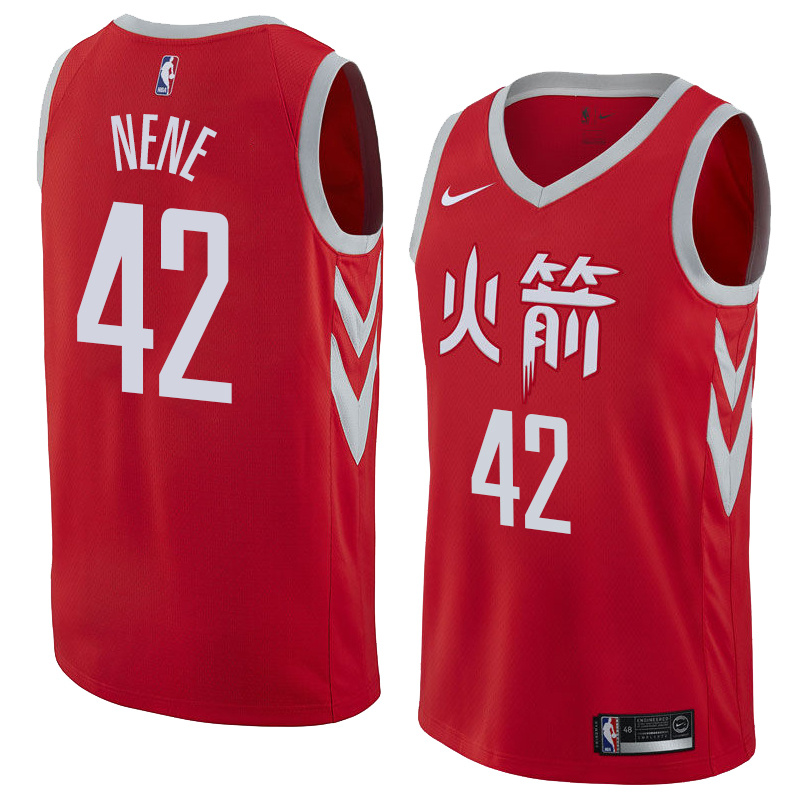 NBA Men Houston Rockets Red Jersey Chinese Version #42 NENE High Quality Name and Number Print - leoleo123123