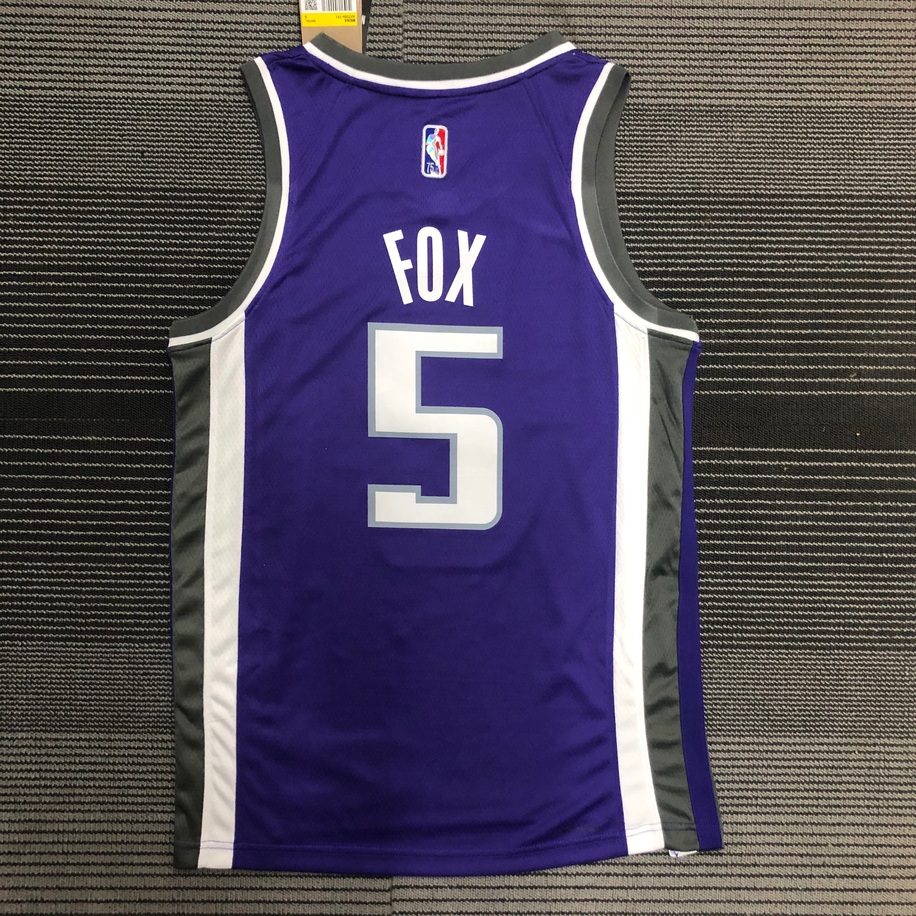 NBA 75th Anniversary Sacramento Kings Purple #5 FOX Jersey High Quality Name and Number Print - leoleo123123