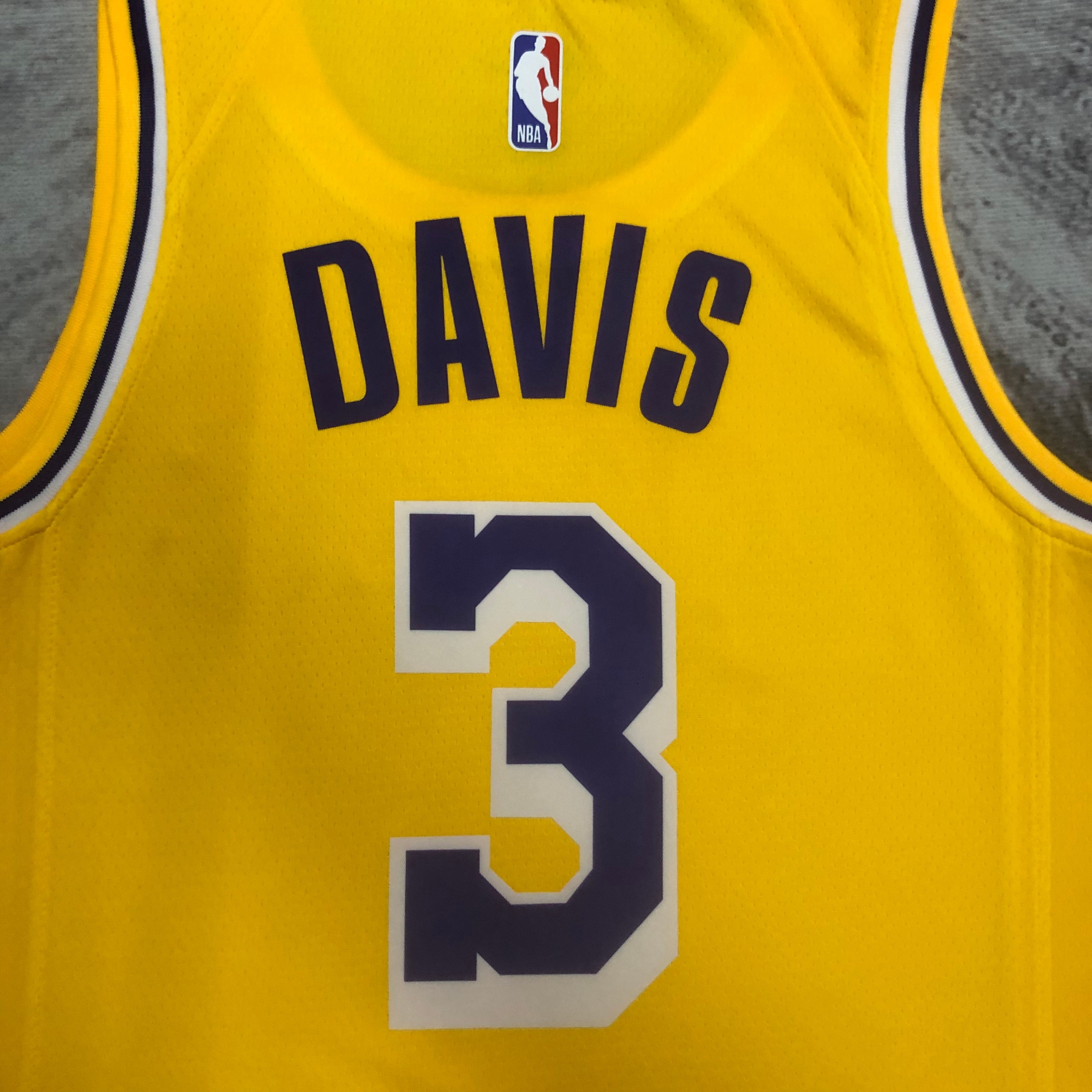 NBA Men Season 2023 Los Angeles Lakers Yellow #3 DAVIS Jersey High Quality Name and Number Print - leoleo123123