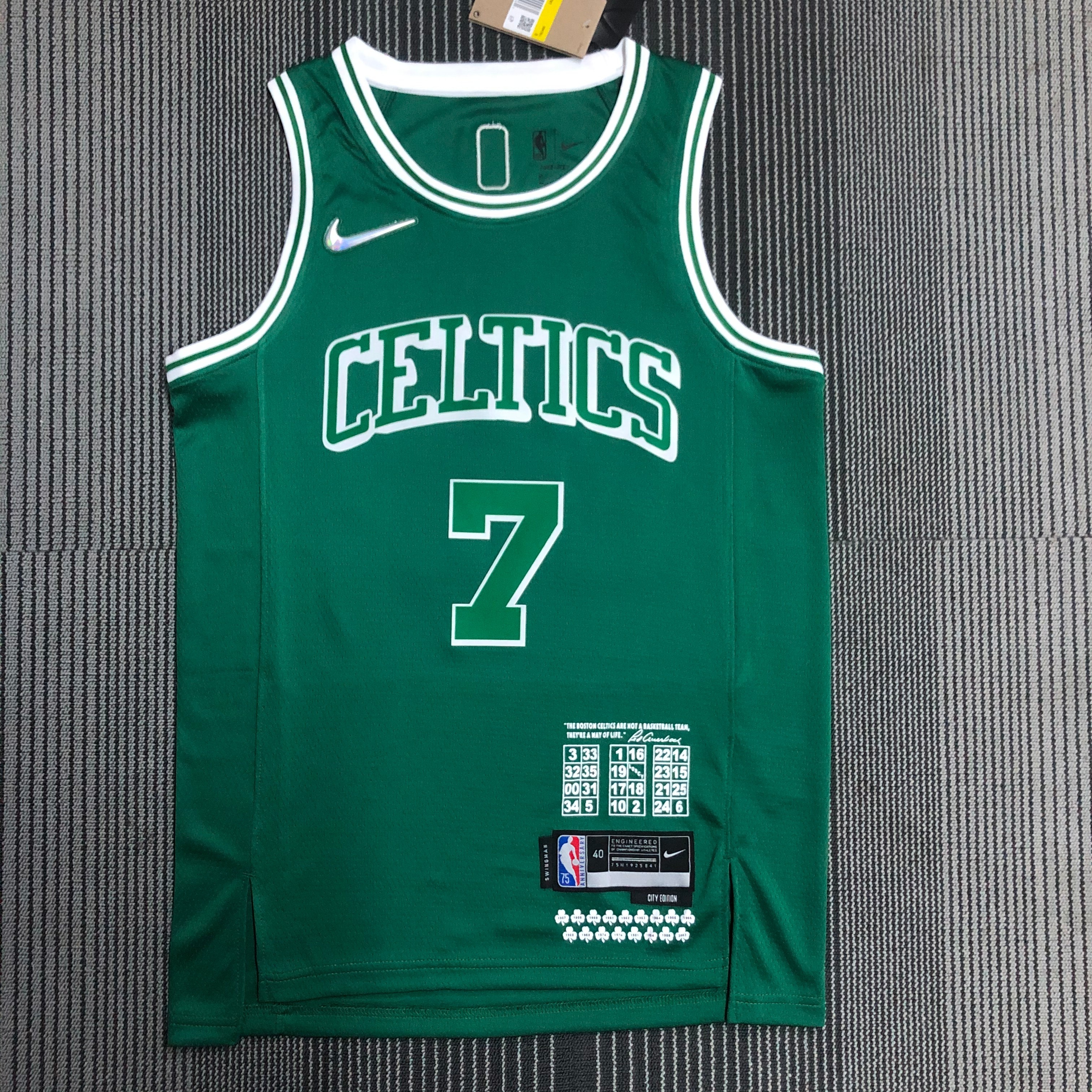 NBA Season 2022 Boston Celtics Green #7 BROWN Jersey High Quality Name and Number Print - leoleo123123