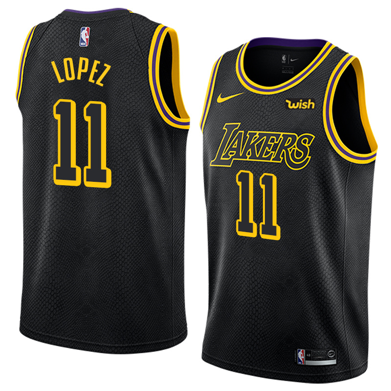 NBA Men Los Angeles Lakers Black #11 LOPEZ Round Neck Jersey High Quality Name and Number Print - leoleo123123