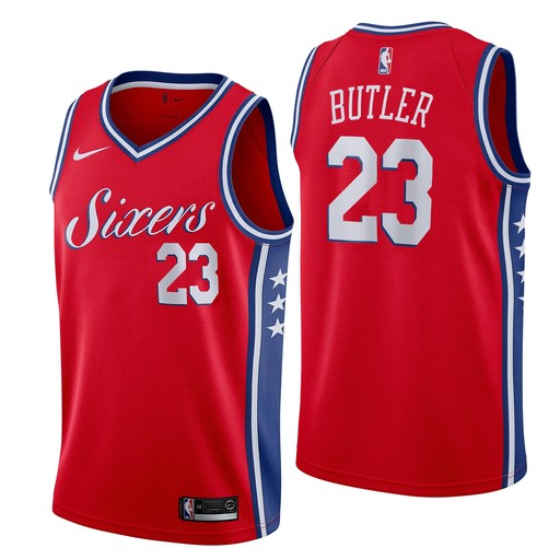 NBA Men Philadelphia 76ers Red #23 BURKE Jersey High Quality Name and Number Print - leoleo123123