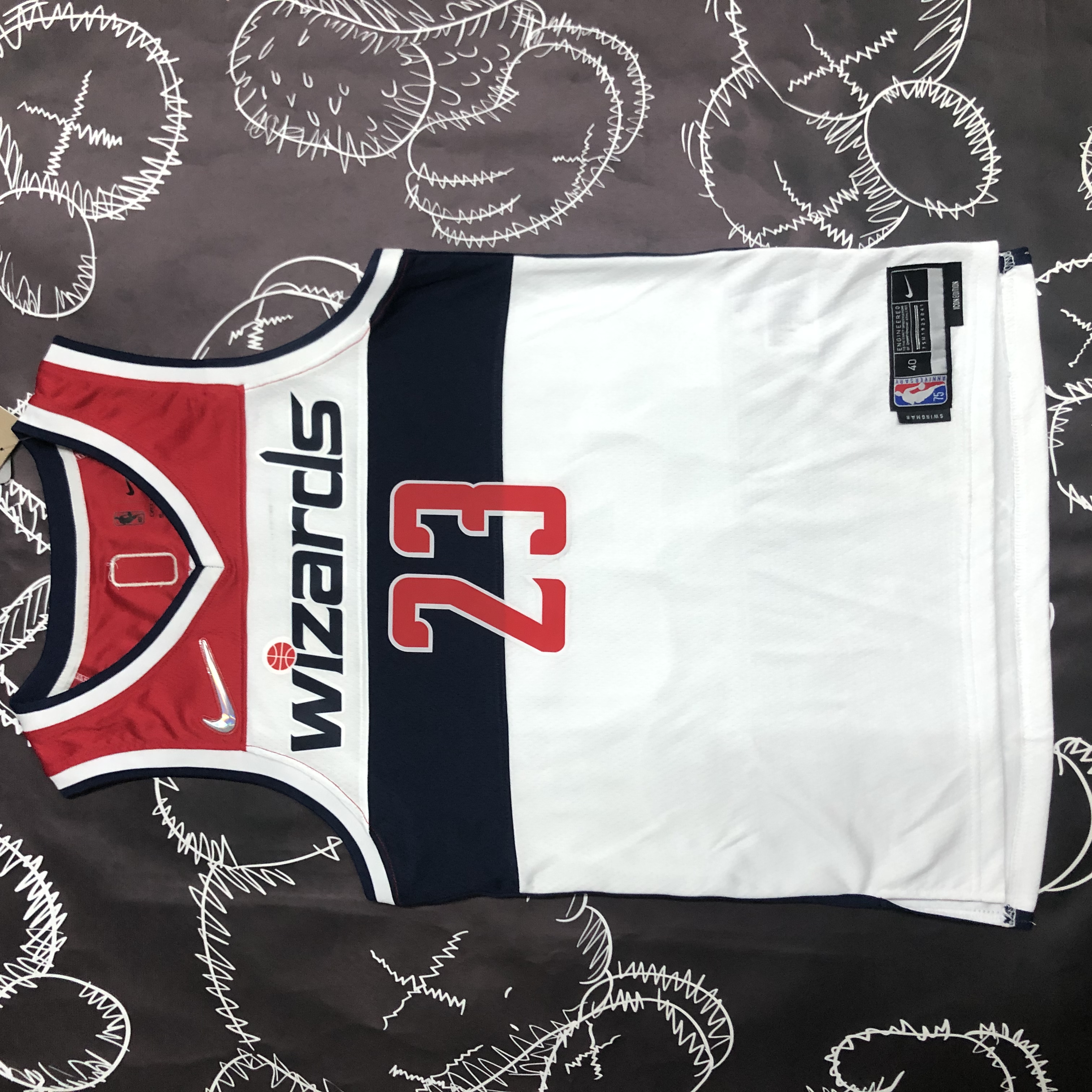NBA Men 75th Anniversary Washington Wizards White #23 JORDAN Jersey High Quality Name and Number Print - leoleo123123