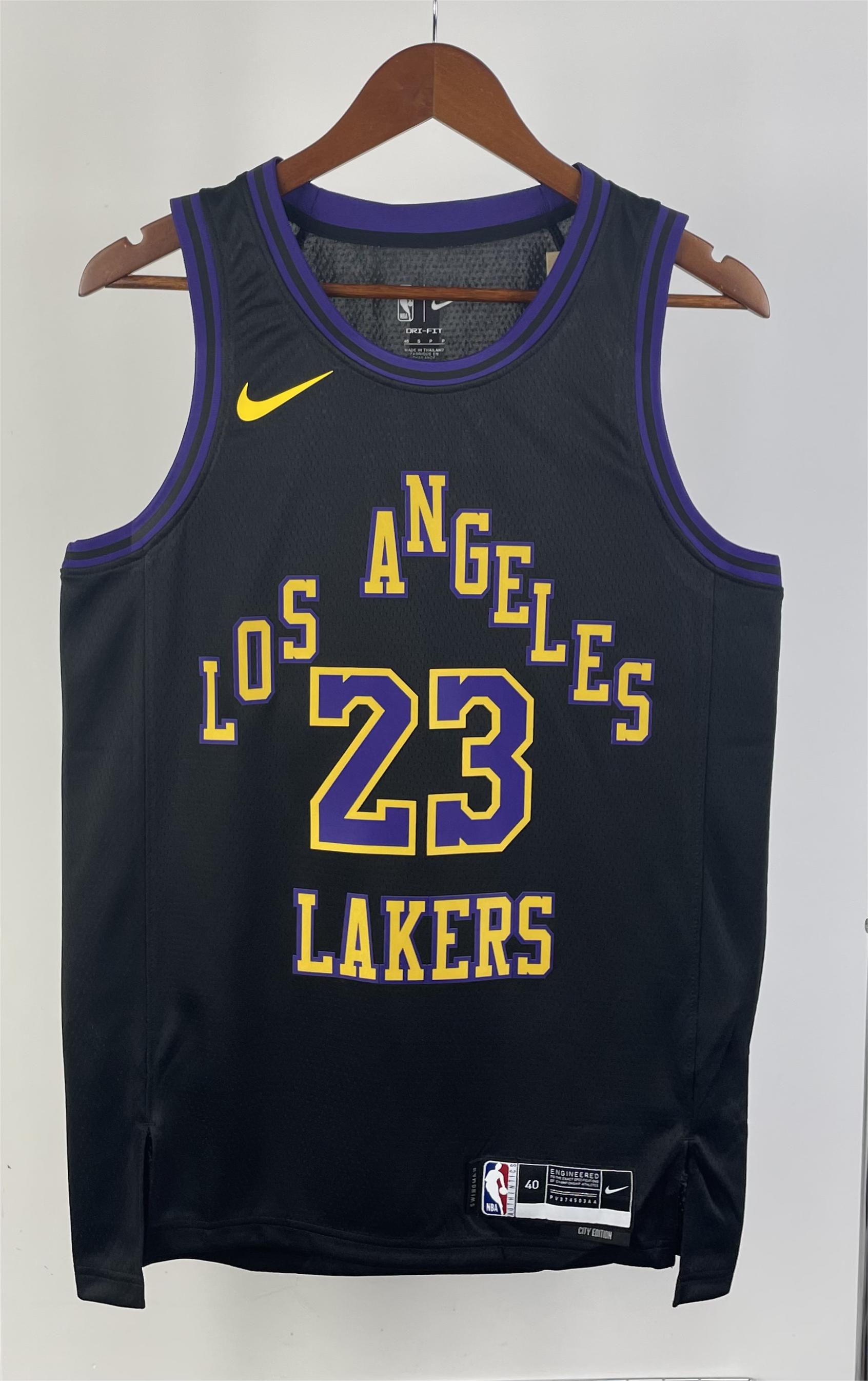 NBA Men 2024 Los Angeles Lakers Black City Version #23 JAMES Jersey High Quality Name and Number Print - leoleo123123