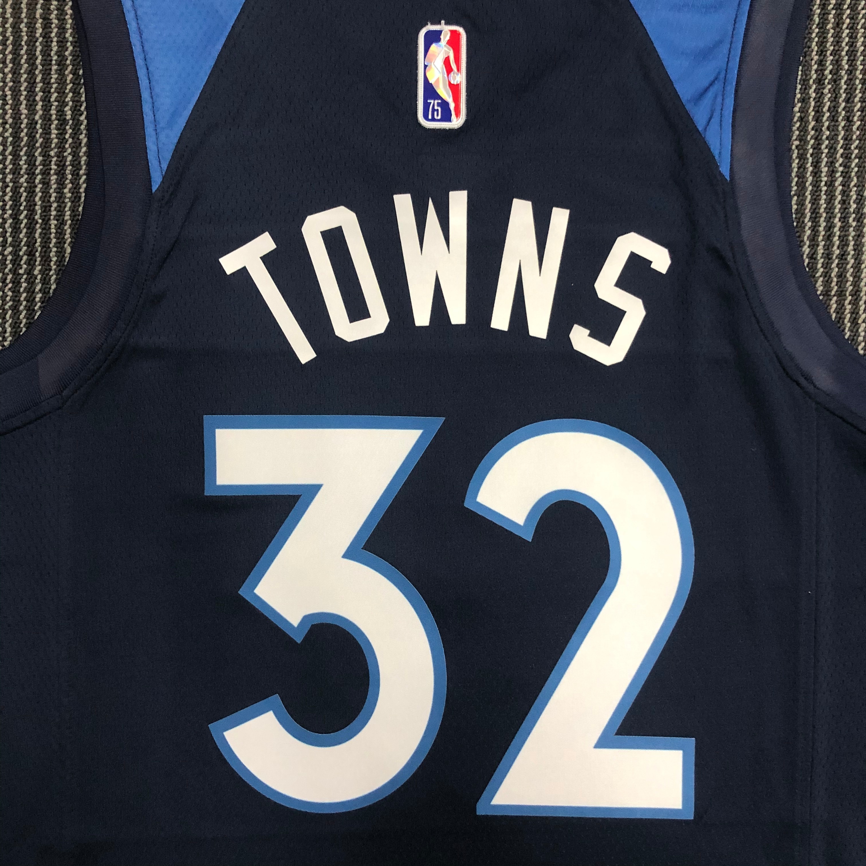 NBA Men 75th Anniversary Minnesota Timberwolves Dark Blue #32 TOWNS Jersey High Quality Name and Number Print - leoleo123123