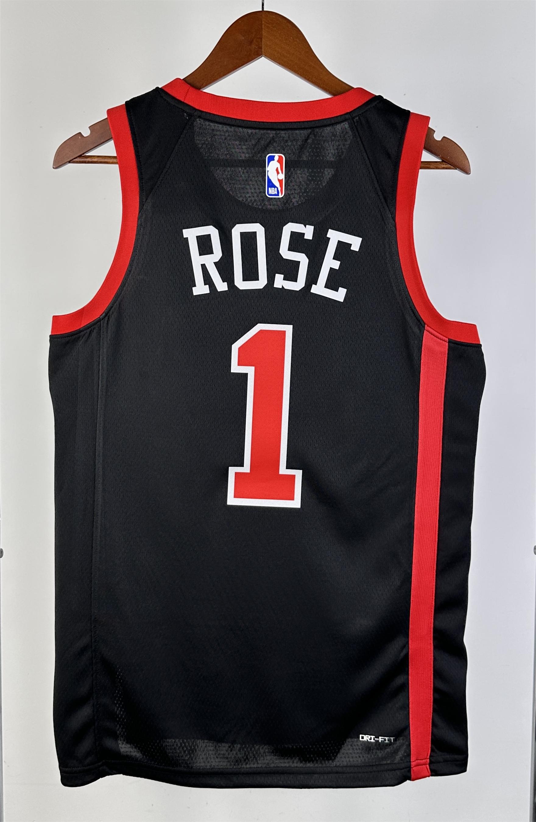NBA 2024 Chicago Bulls City Edition Black #1 ROSE Jersey High Quality - leoleo123123