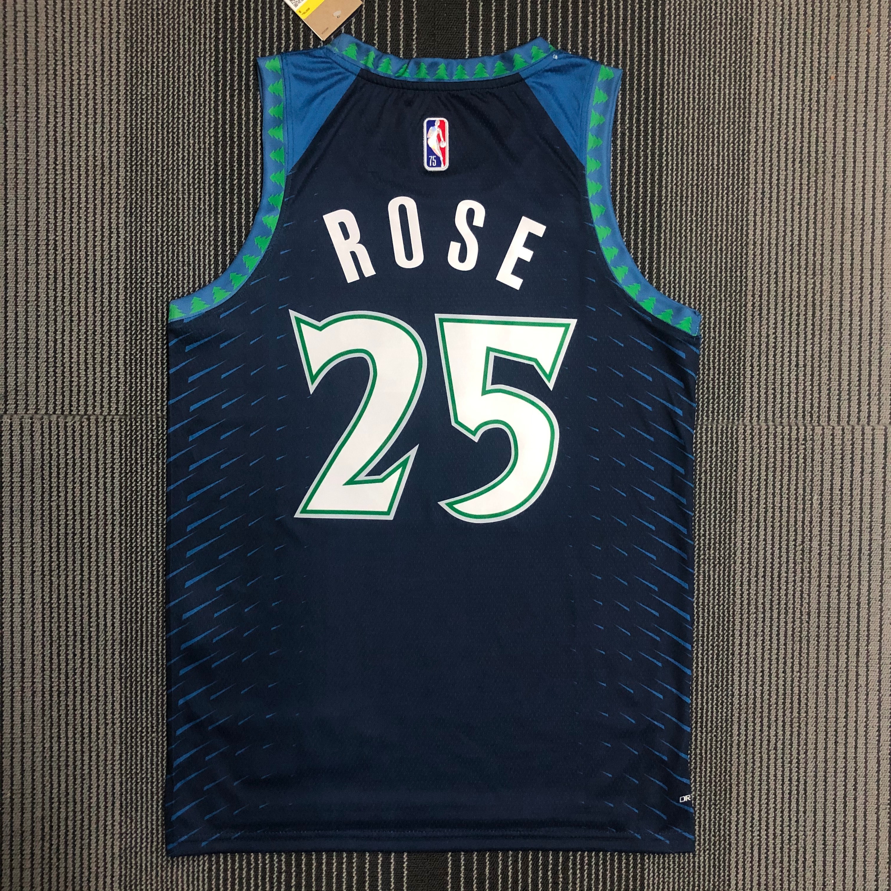 NBA Men 75th Anniversary Minnesota Timberwolves Blue #25 ROSE Jersey High Quality Name and Number Print - leoleo123123
