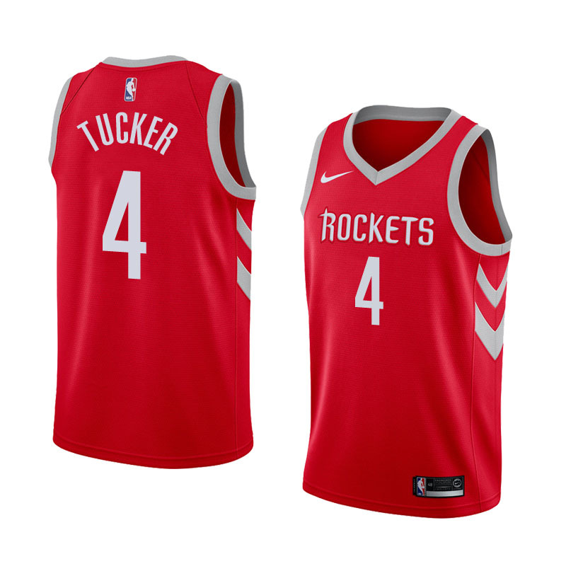 NBA Men Houston Rockets Red #4 TUCKER Jersey High Quality Name and Number Print - leoleo123123