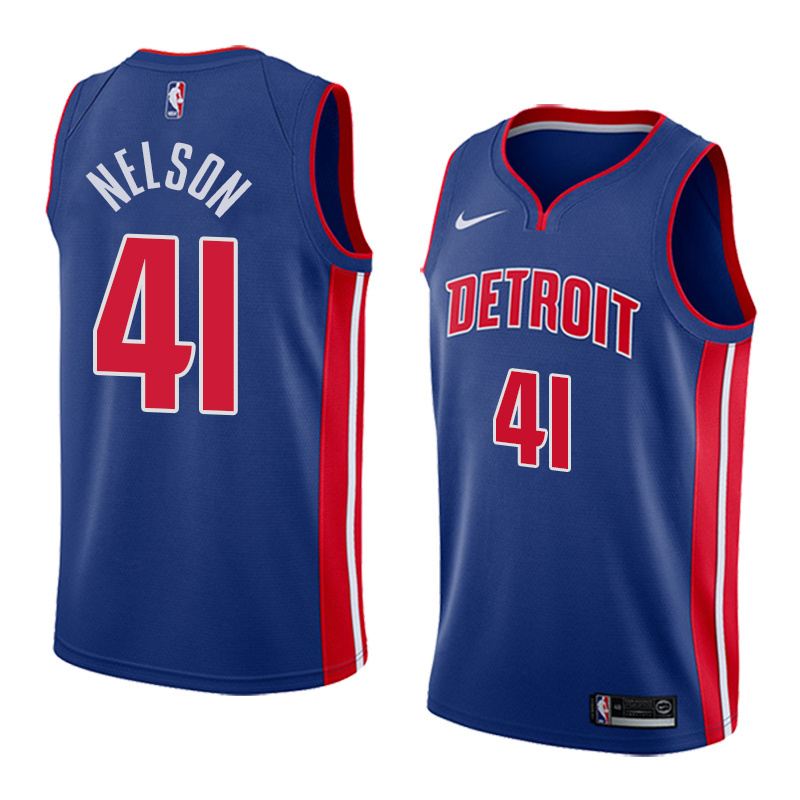 NBA Men Detroit Pistons Blue #41 NELSON Jersey High Quality Name and Number Print - leoleo123123