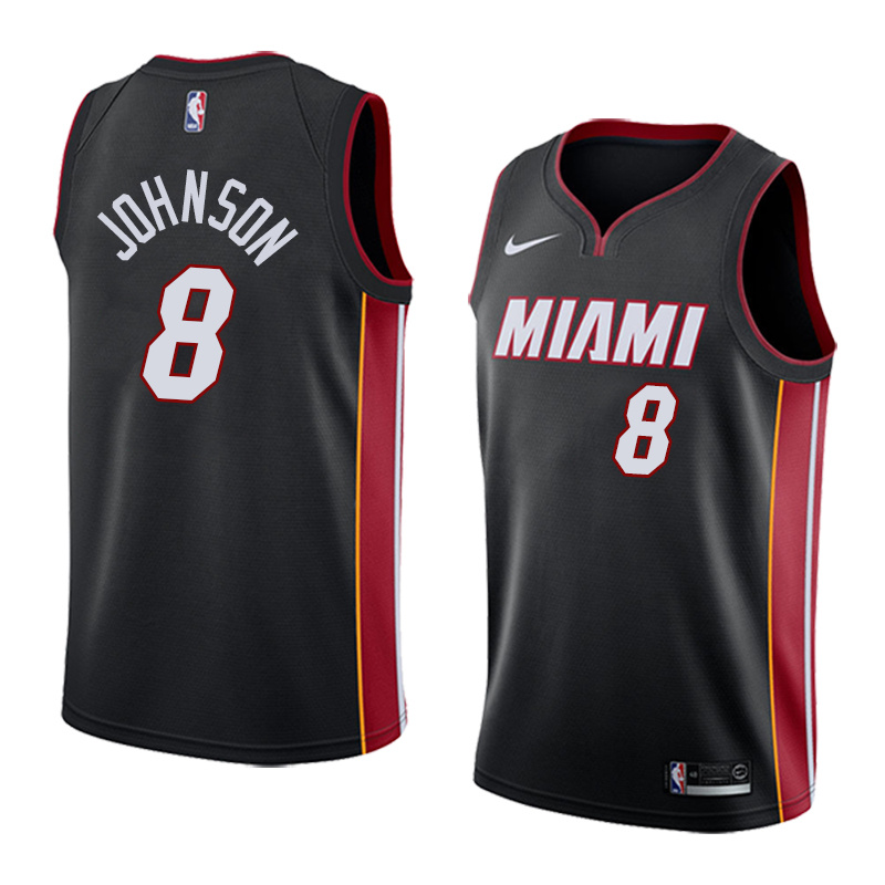 NBA Men Miami Heat Black #8 JOHNSON Jersey High Quality Name and Number Print - leoleo123123