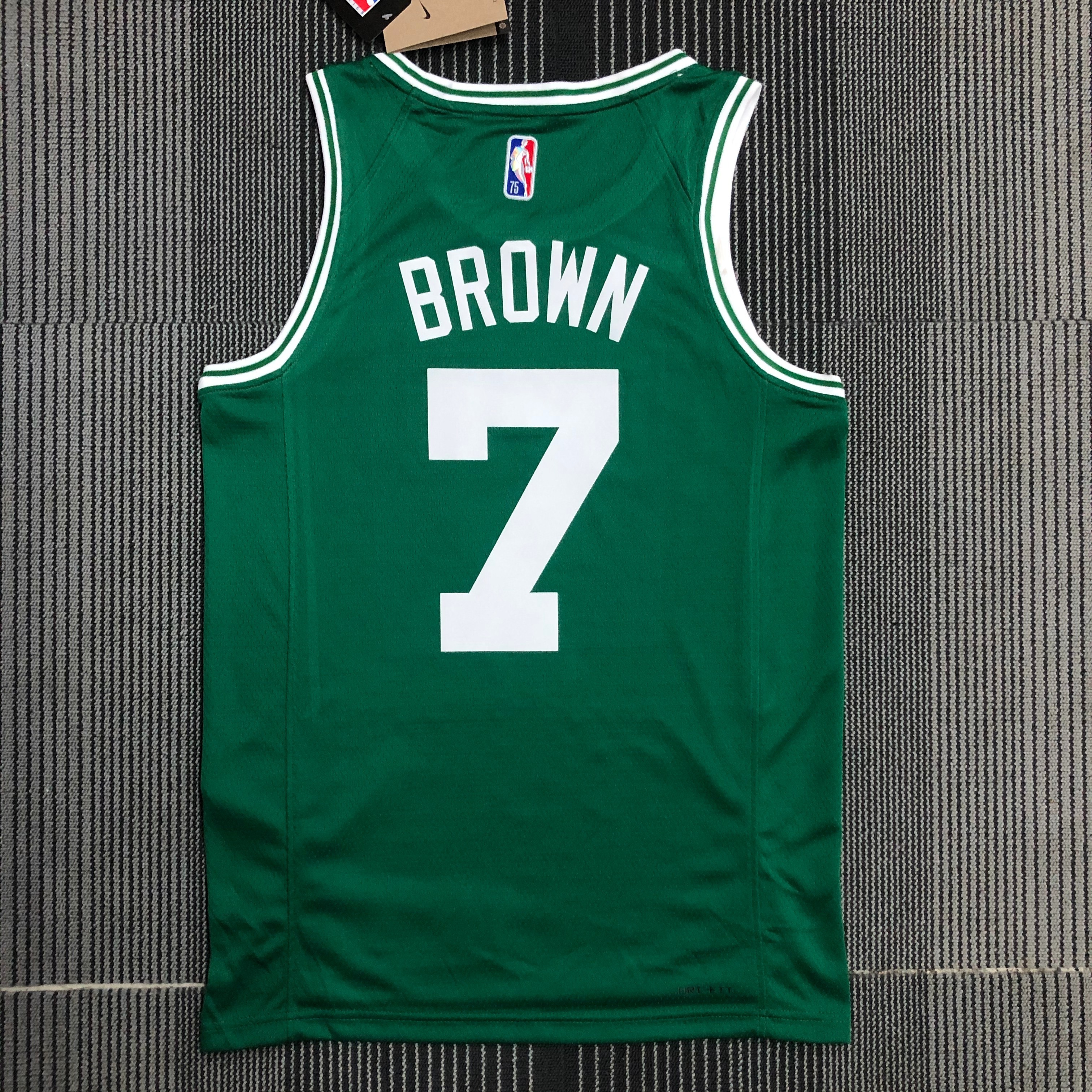 NBA 75th Anniversary Boston Celtics Green #7 BROWN Jersey High Quality Name and Number Print - leoleo123123