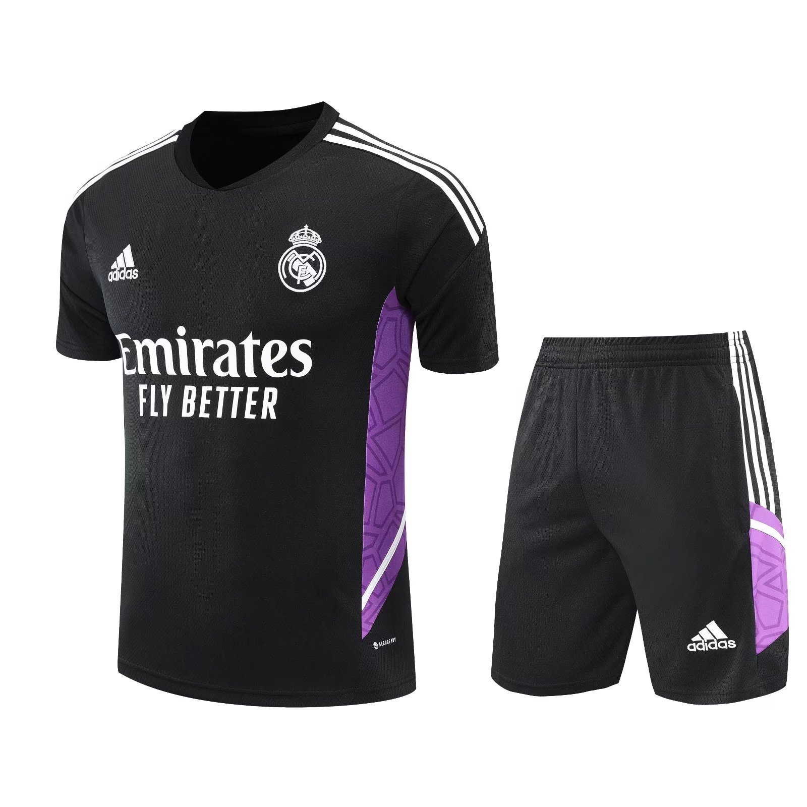 22/23 Real Madrid Black Training Set--Short sleeve and Short Pant Training Tracksuit - leoleo123123