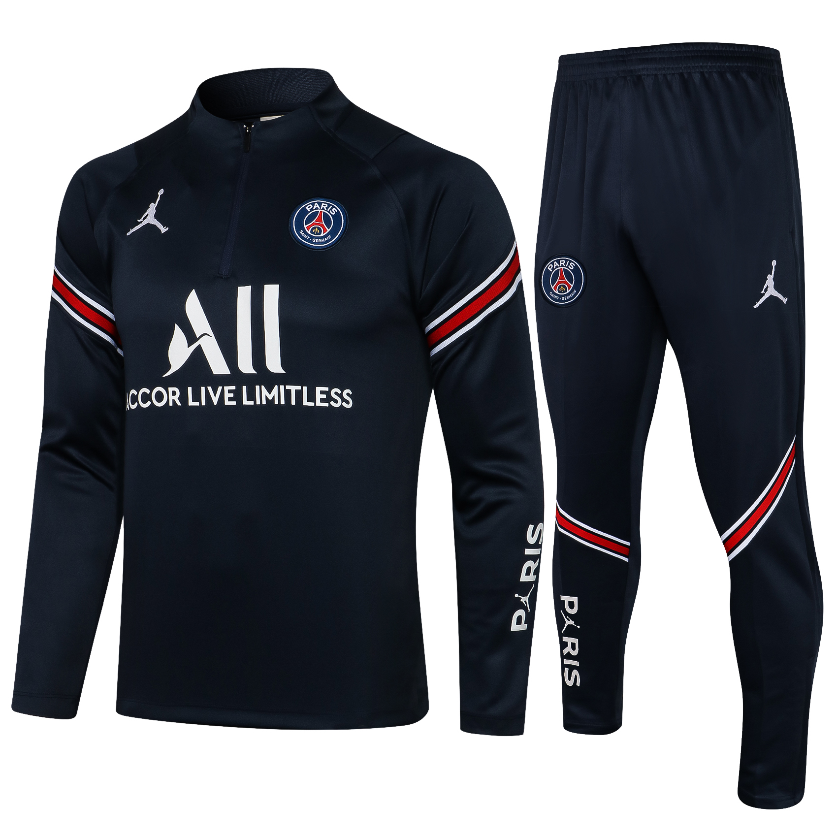 21-22 PSG Jordan Dark Blue Sweater Tracksuit with Zipper Thai Quality - leoleo123123