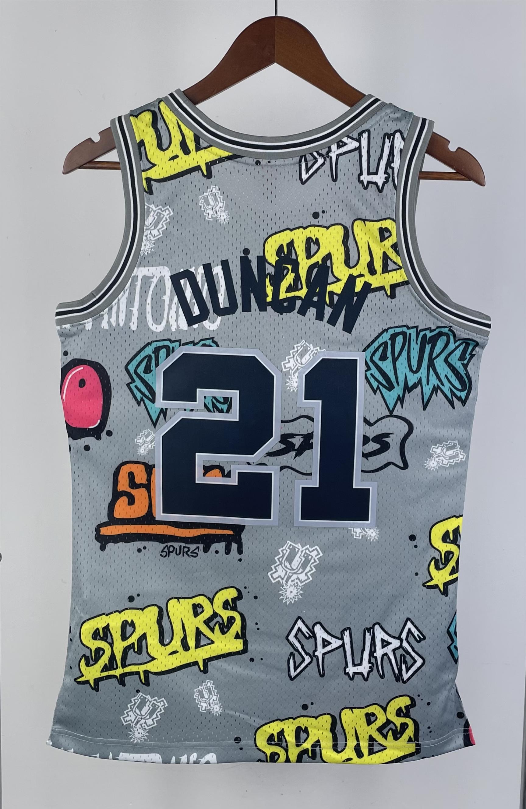 NBA Men 98-99 San Antonio Spurs Grey Retro #21 DUNCAN Swingman Jersey - leoleo123123