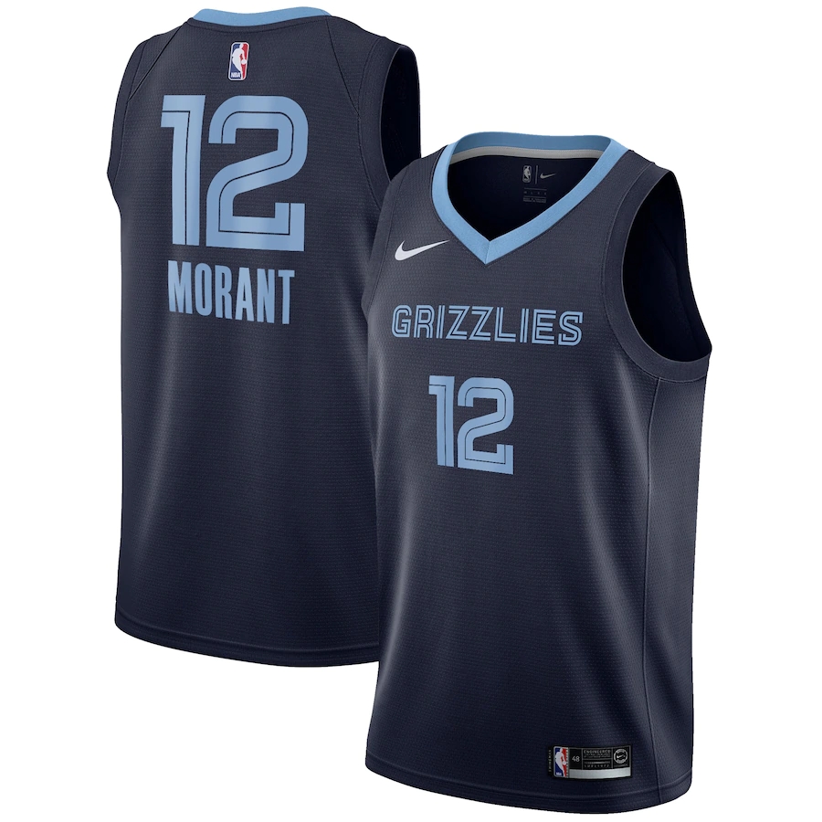 NBA Men Memphis Grizzlies Dark Blue #12 MORANT Jersey High Quality Name and Number Print - leoleo123123