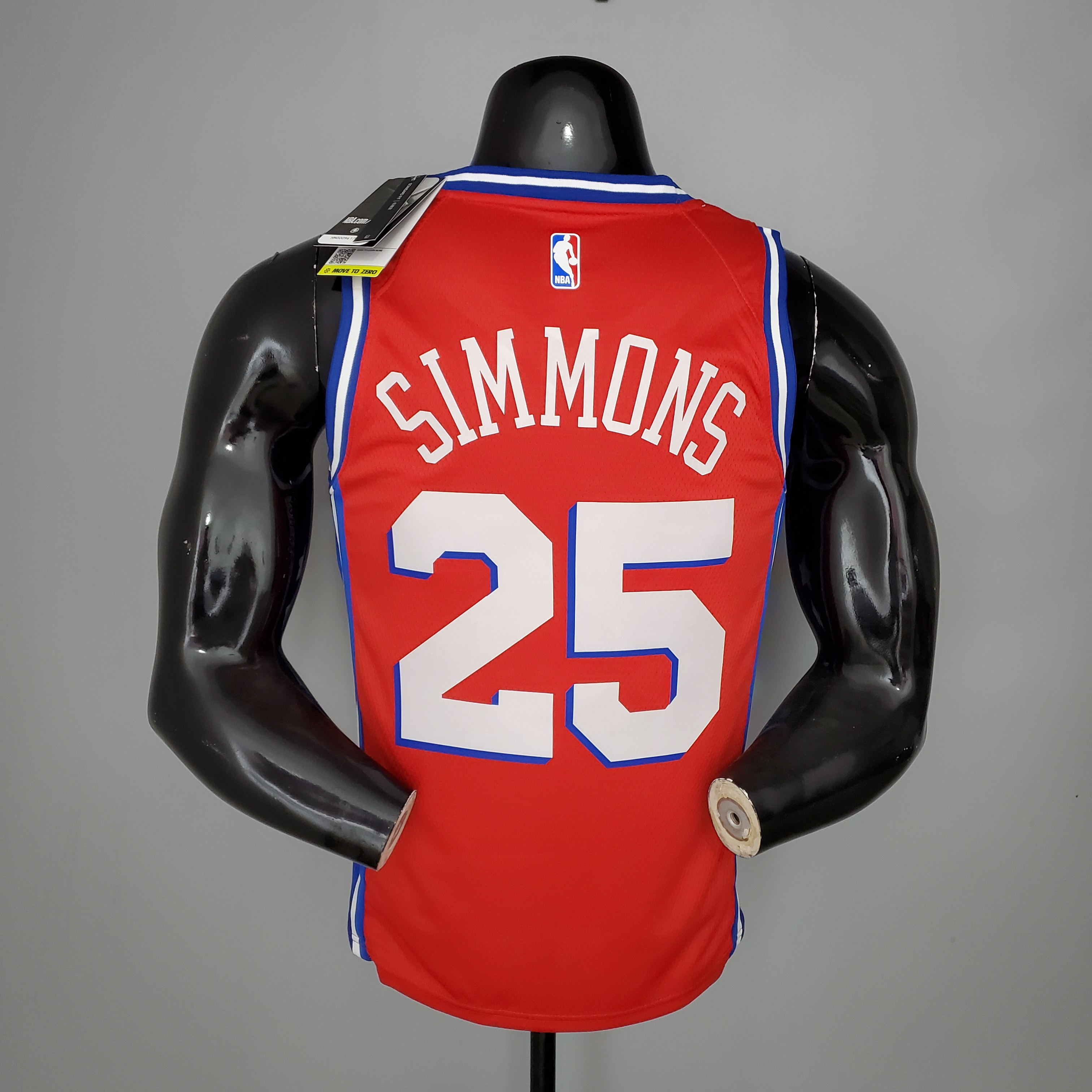 NBA Men Season 2021 Philadelphia 76ers Red #25 SIMMONS Jersey with Jordan Logo High Quality Name and Number Print - leoleo123123