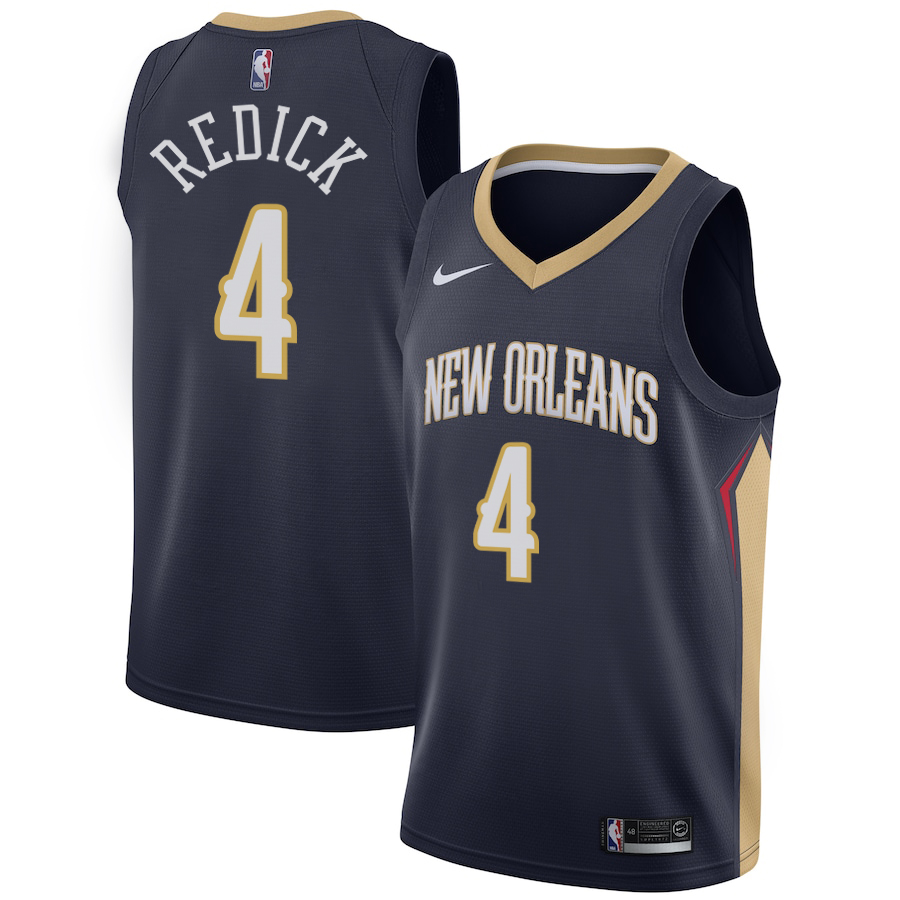NBA Men New Orleans Pelicans Dark Blue #4 REDICK Jersey High Quality Name and Number Print - leoleo123123