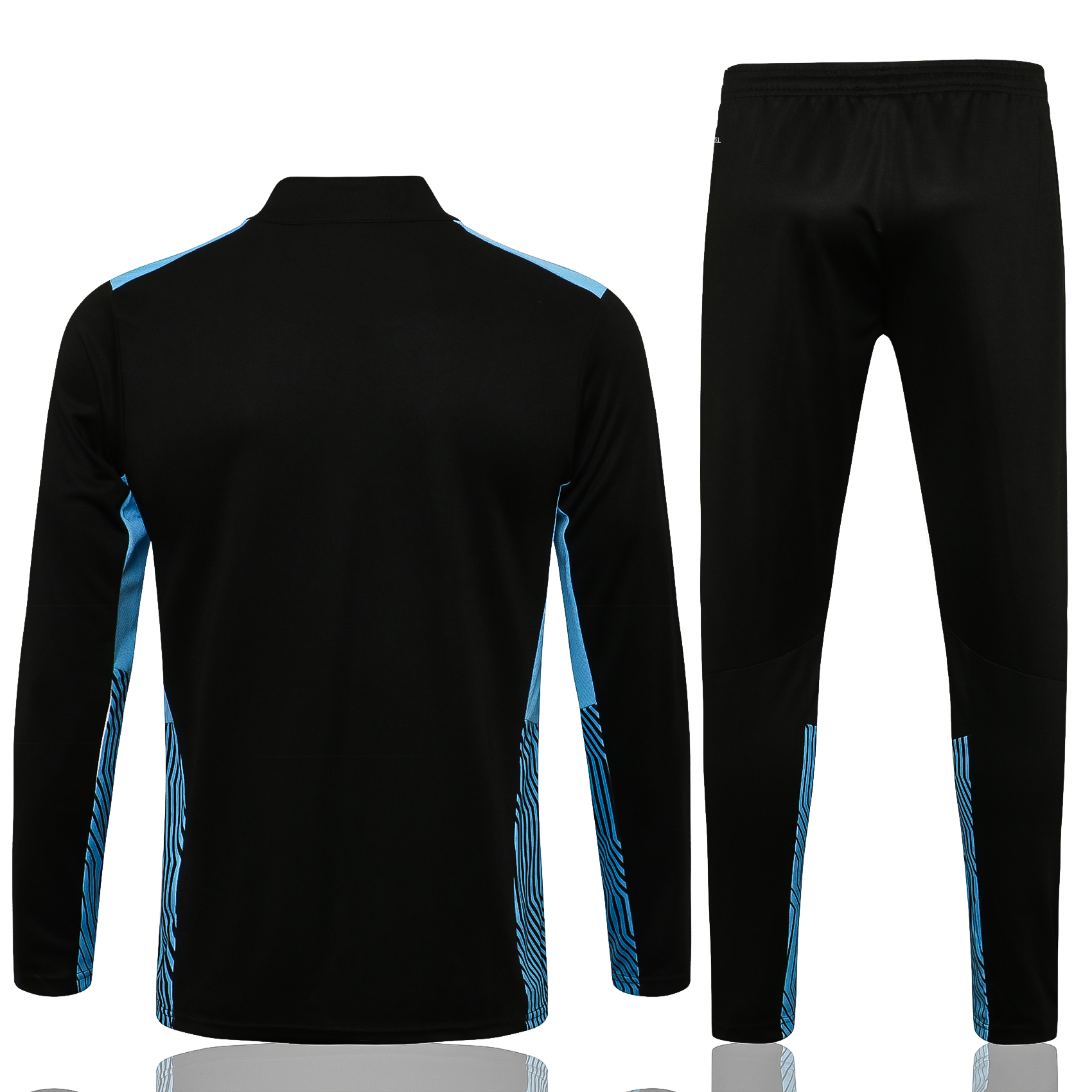21-22 Marseille Black with Zipper Sweater Tracksuit Thai Quality - leoleo123123