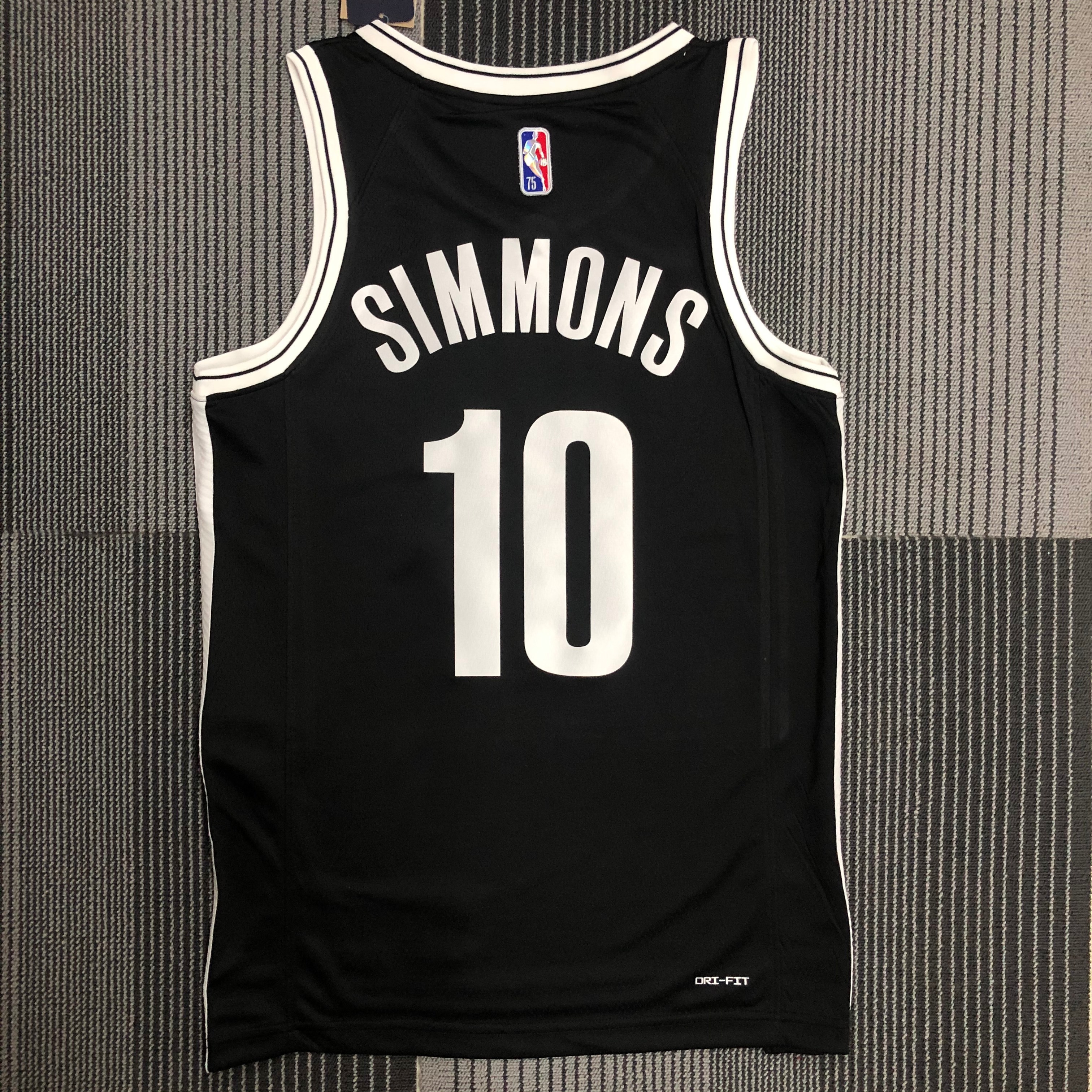 NBA Men 75th Anniversary Brooklyn Nets Black #10 SIMMONS Jersey High Quality Name and Number Print - leoleo123123