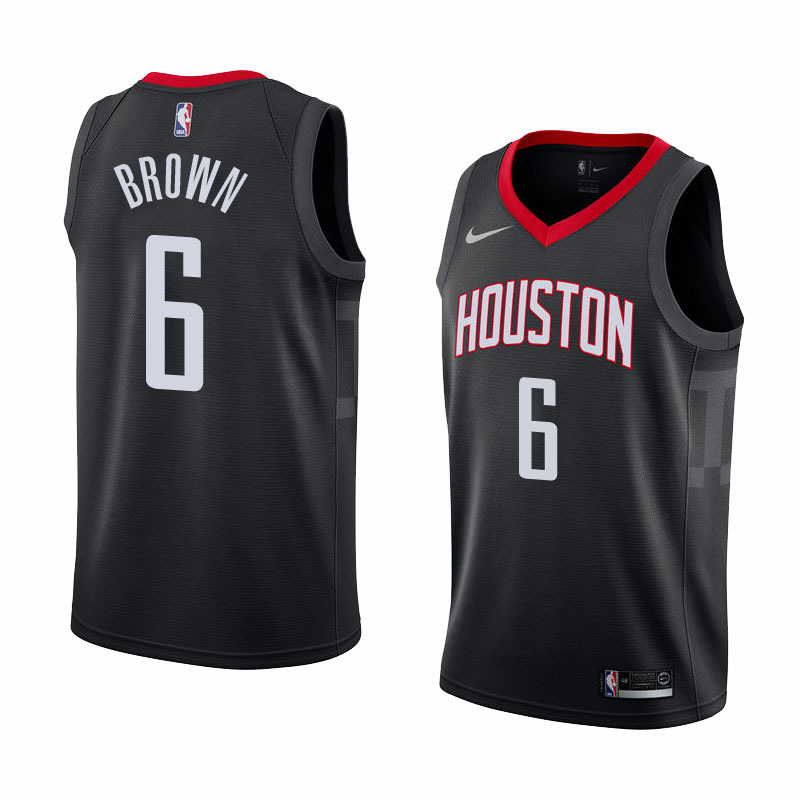 NBA Men Houston Rockets Black #6 BROWN Jersey High Quality Name and Number Print - leoleo123123