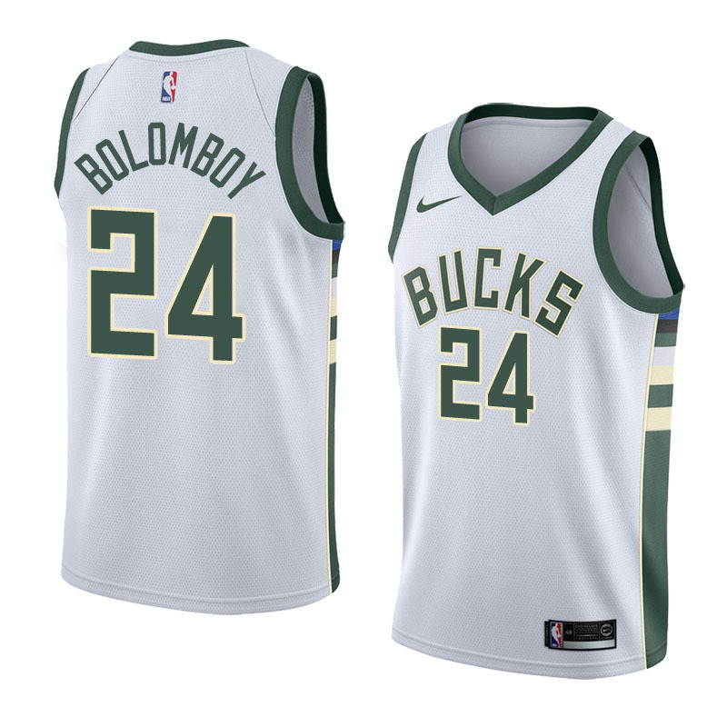 NBA Men Milwaukee Bucks White #24 BOLOMBOY Jersey High Quality Name and Number Print - leoleo123123