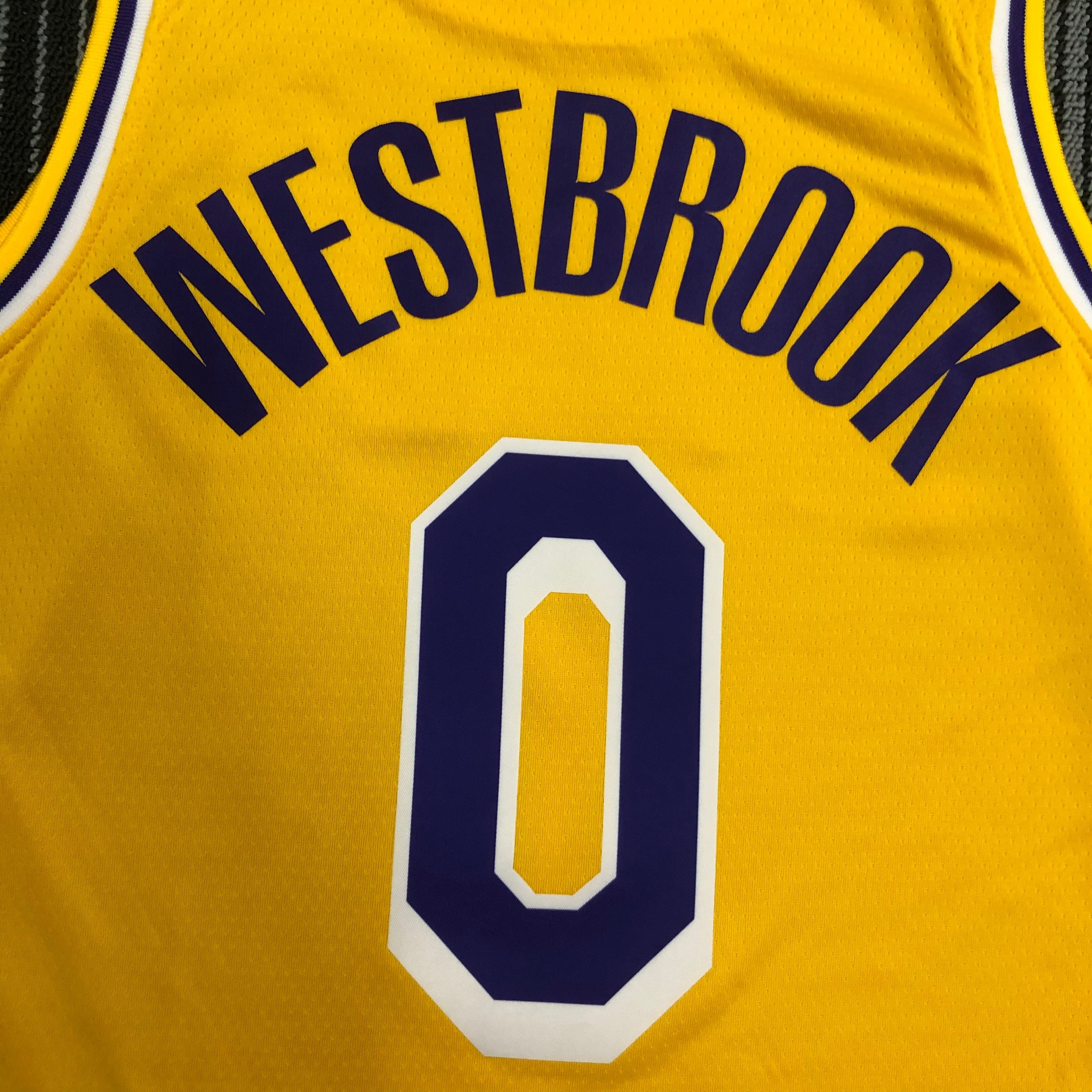 NBA Men Los Angeles Lakers Retro Yellow Round Neck #0 WESTBROOK Jersey High Quality Name and Number Print - leoleo123123