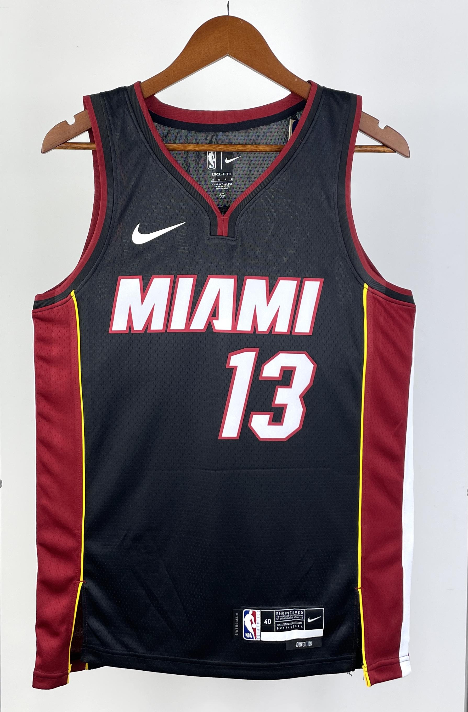 NBA Men Season 2023 Miami Heat Black #13 ADEBAYO Jersey High Quality Name and Number Print - leoleo123123