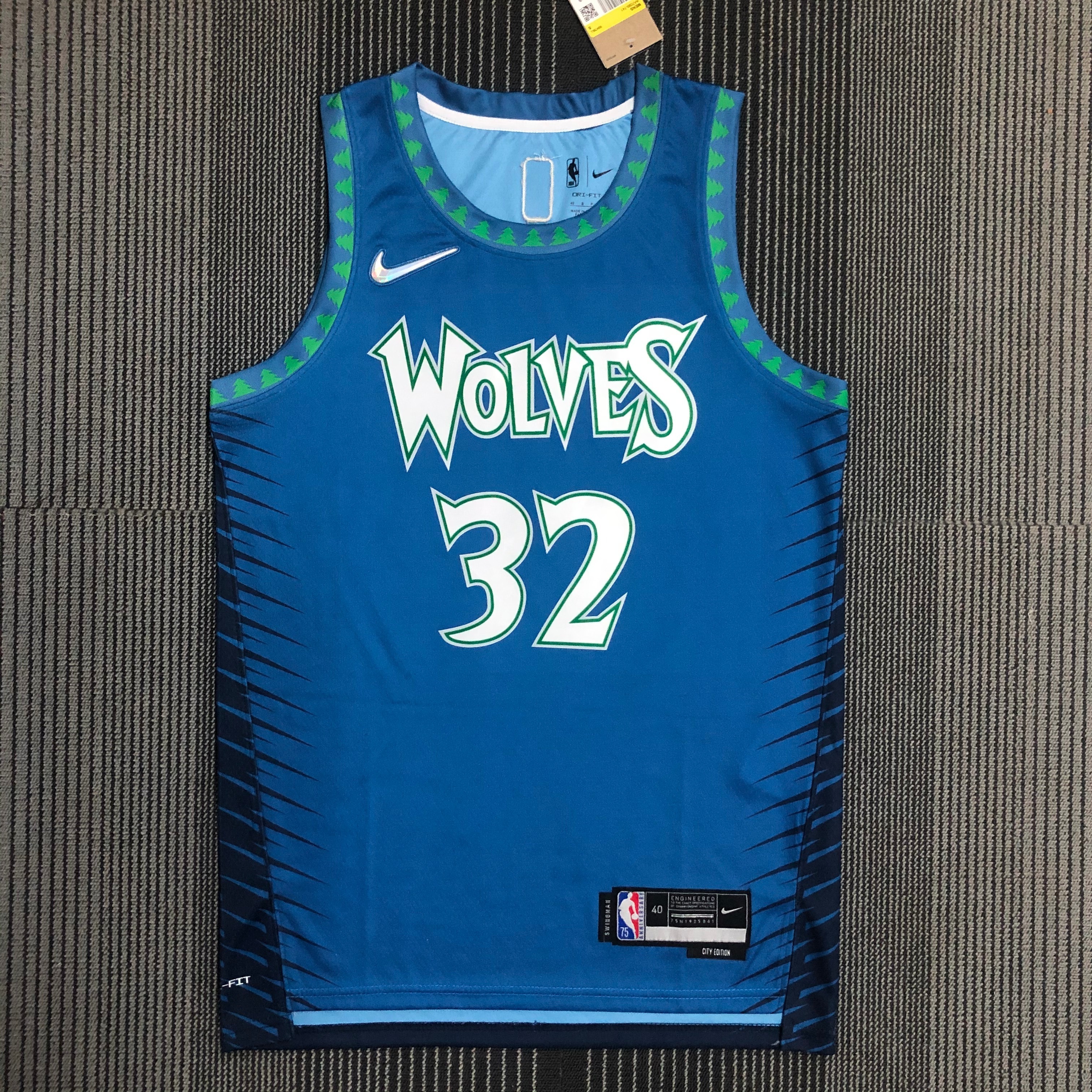 NBA Men 75th Anniversary Minnesota Timberwolves Blue #32 TOWNS Jersey High Quality Name and Number Print - leoleo123123
