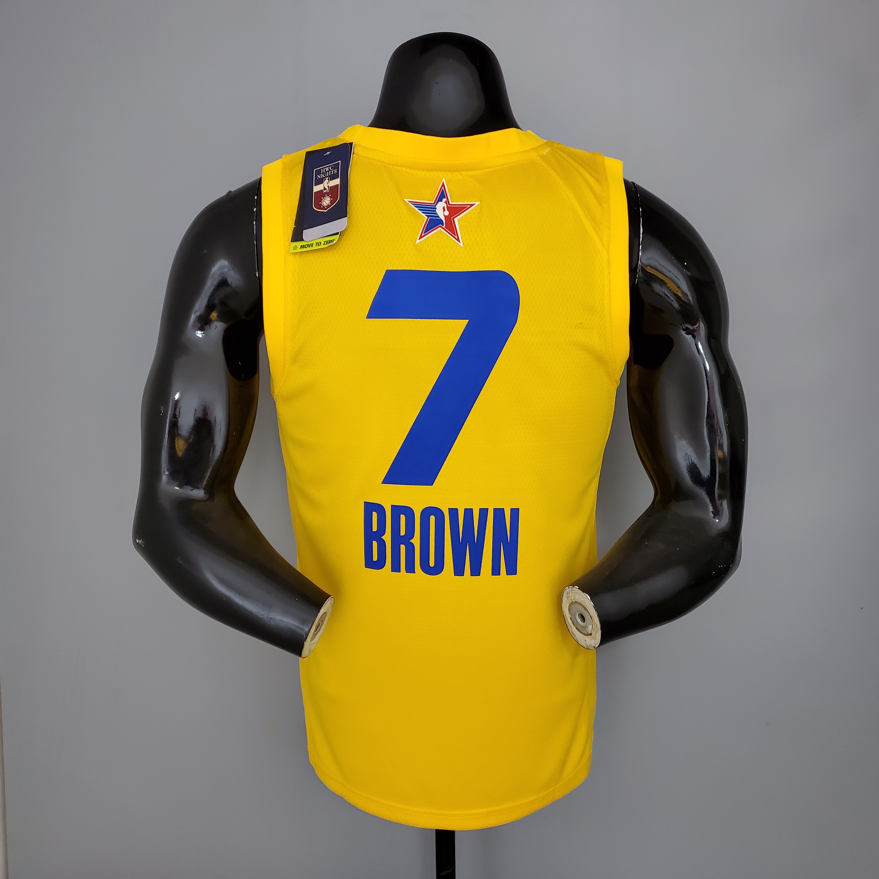 NBA Men 2021 All Star Jerseys Yellow #7 BROWN Jersey High Quality Name and Number Print - leoleo123123
