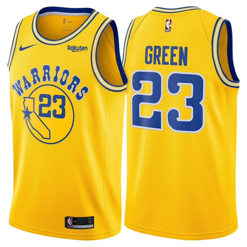 NBA Men Golden State Warriors Retro Yellow #23 GREEN Jersey High Quality Name and Number Print - leoleo123123