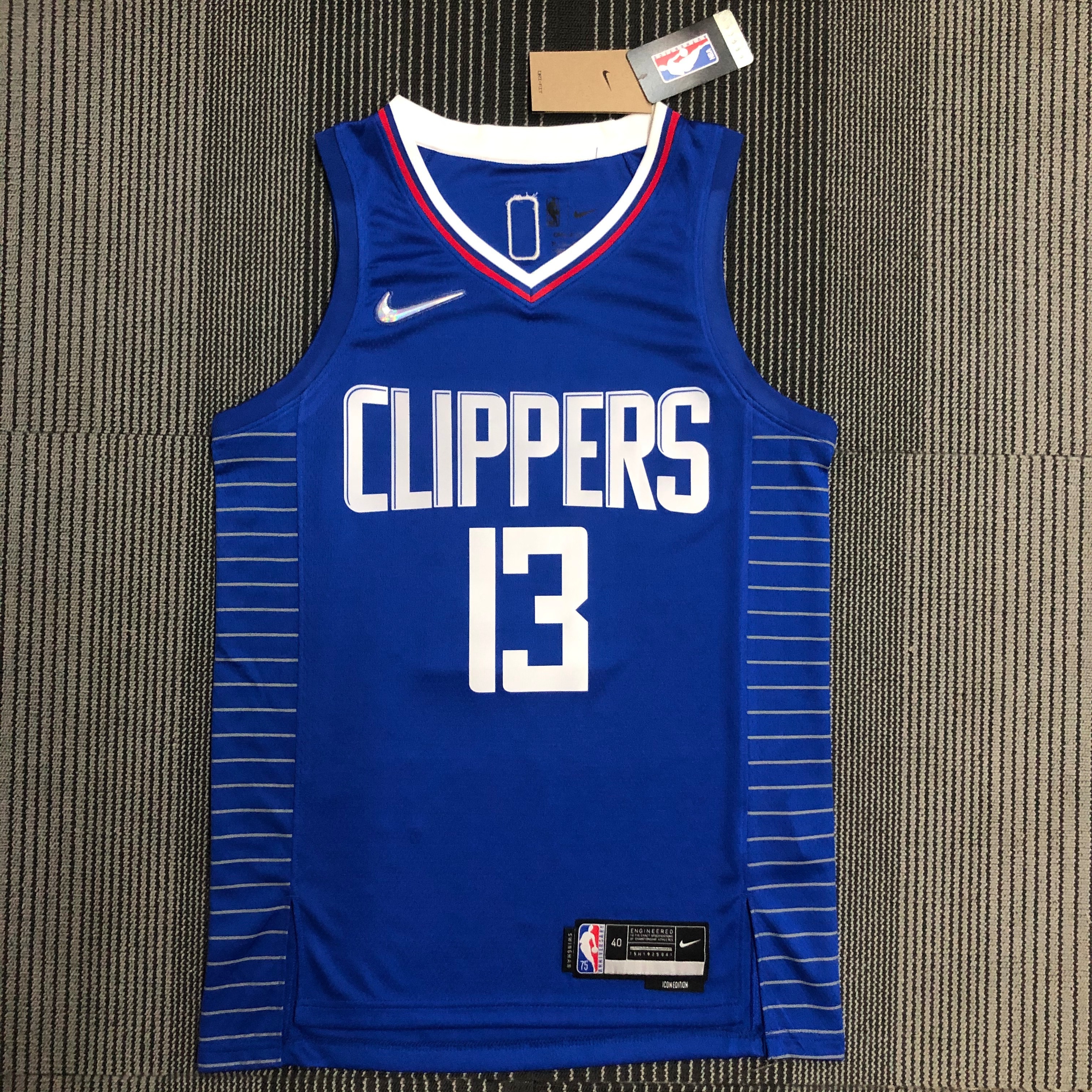 NBA Men 75th Anniversary Los Angeles Clippers Blue #13 GEORGE Jersey High Quality Name and Number Print - leoleo123123