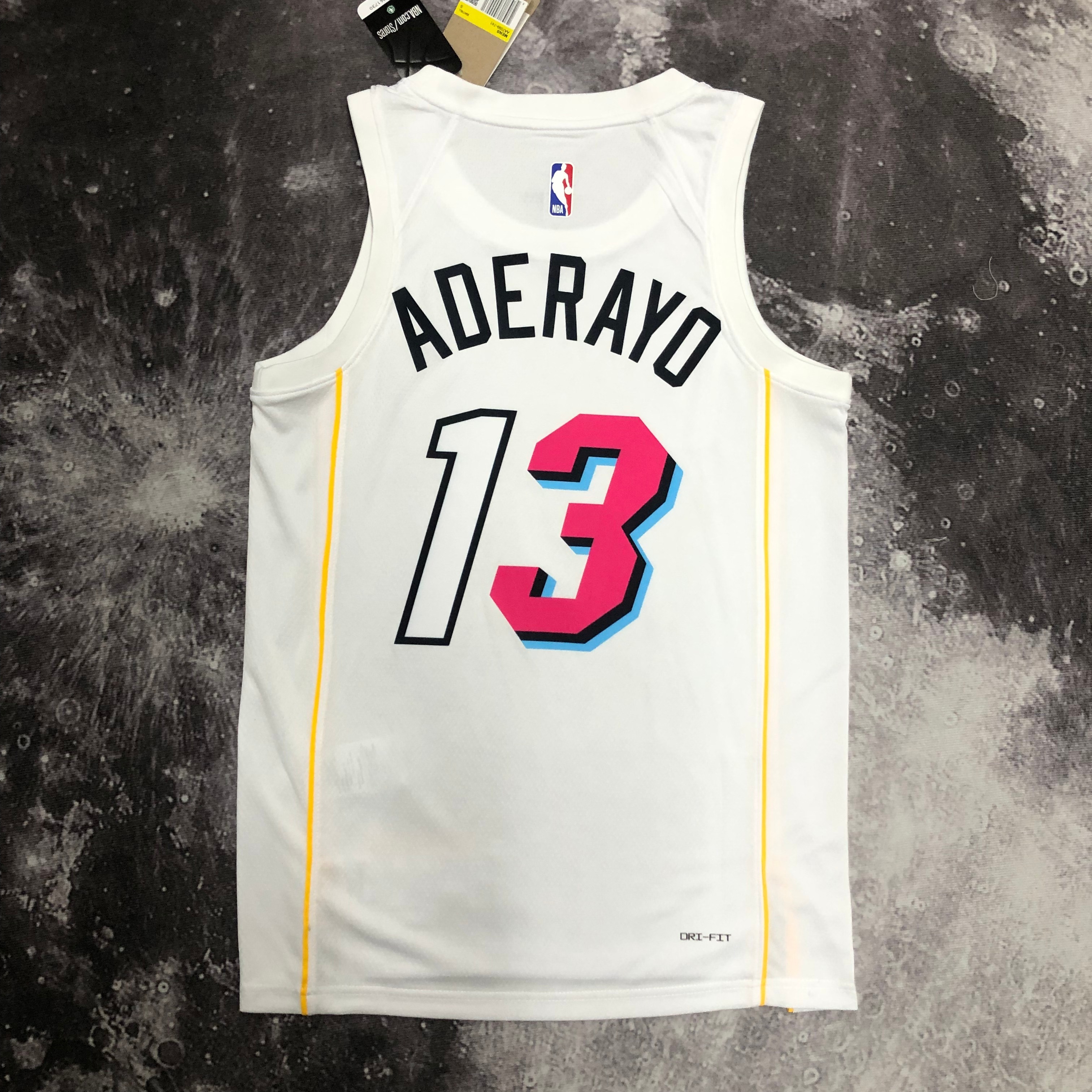 NBA Men Season 2023 Miami Heat White #13 ADERAYO Jersey High Quality Name and Number Print - leoleo123123