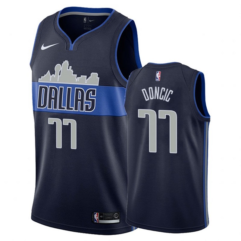 NBA Men Dallas Mavericks Dark Blue with Snow Mountain #77 DONCIC Jersey High Quality Name and Number Print - leoleo123123