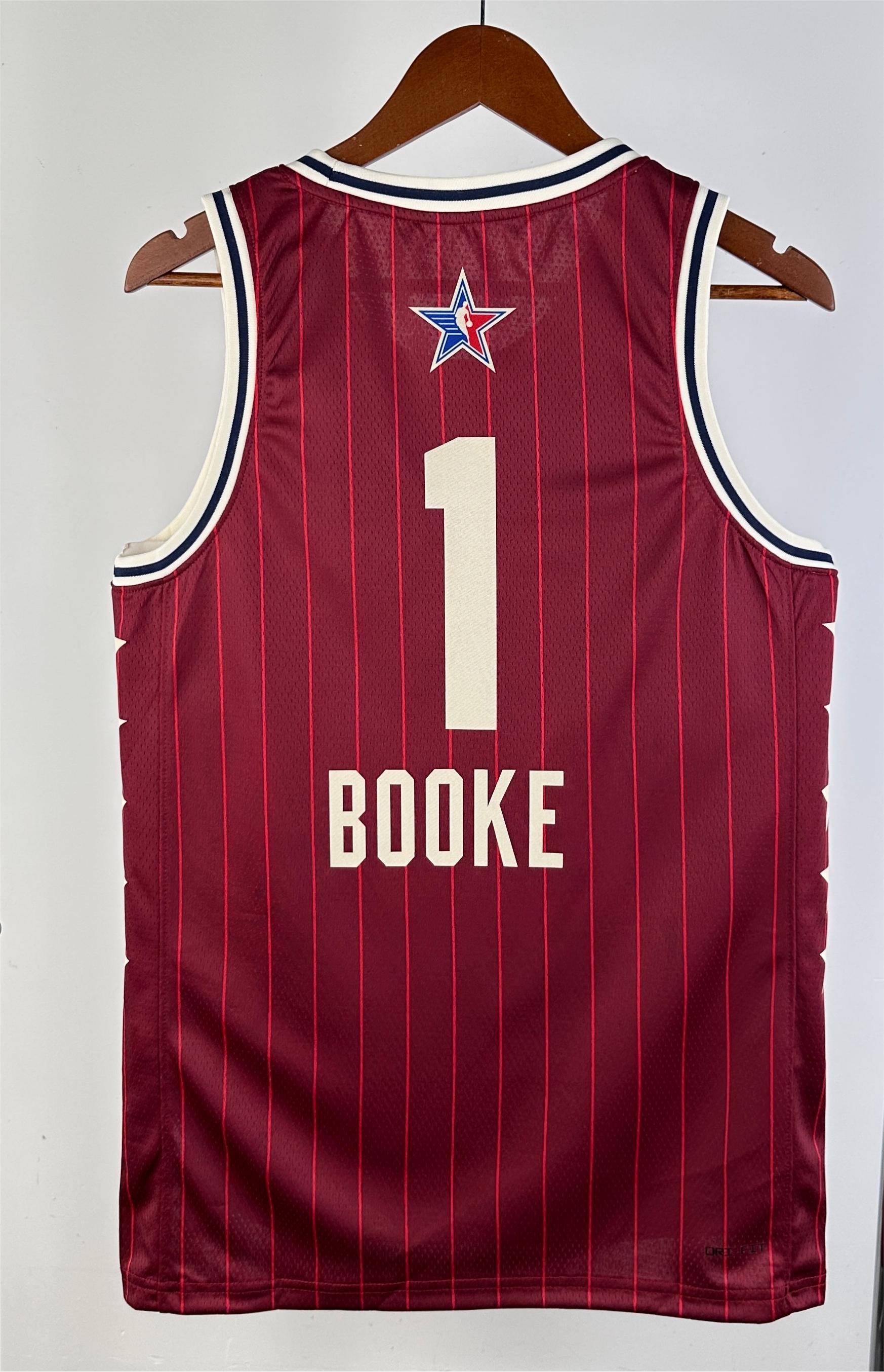 NBA Men 2024 Los Angeles Lakers All Stars Red #1 BOOKE Jersey High Quality Name and Number Print - leoleo123123