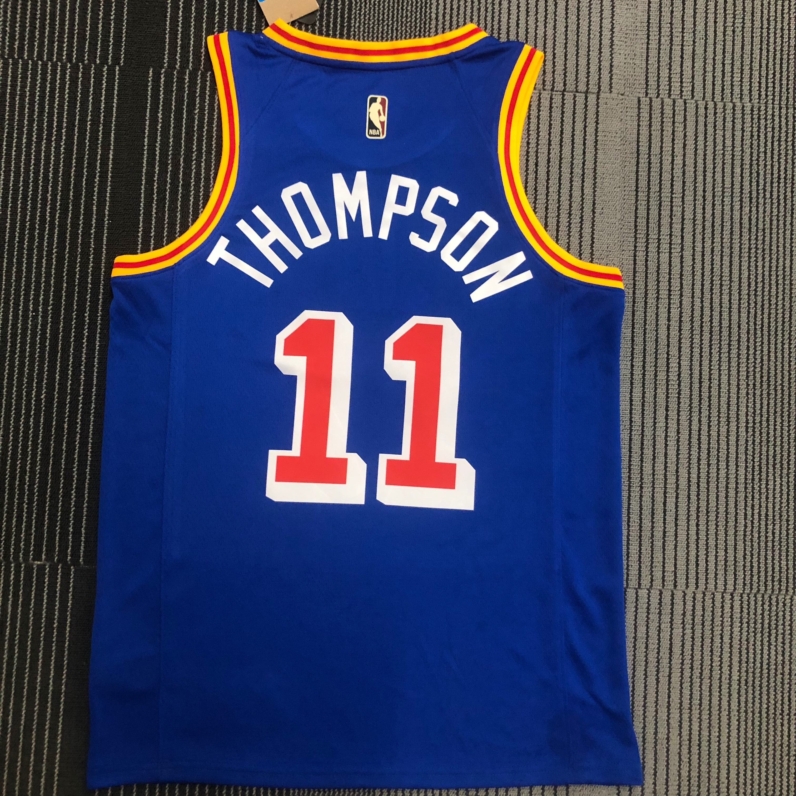 NBA Men Golden State Warriors Retro Blue #11 THOMPSON Jersey High Quality Name and Number Print - leoleo123123