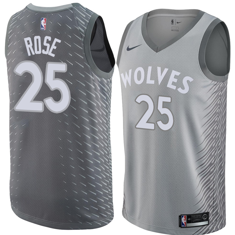 NBA Men Minnesota Timberwolves Grey City #25 ROSE Jersey High Quality Name and Number Print - leoleo123123