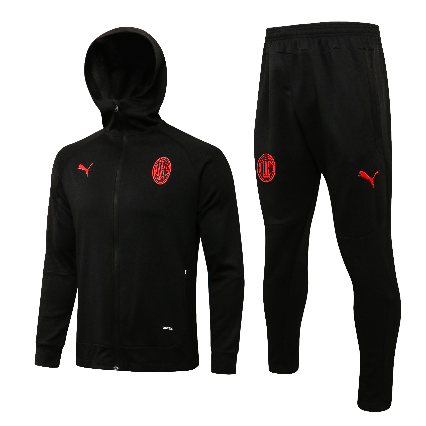 21-22 Ac Milan All Black Jacket with Cap Tracksuit Thai Quality - leoleo123123