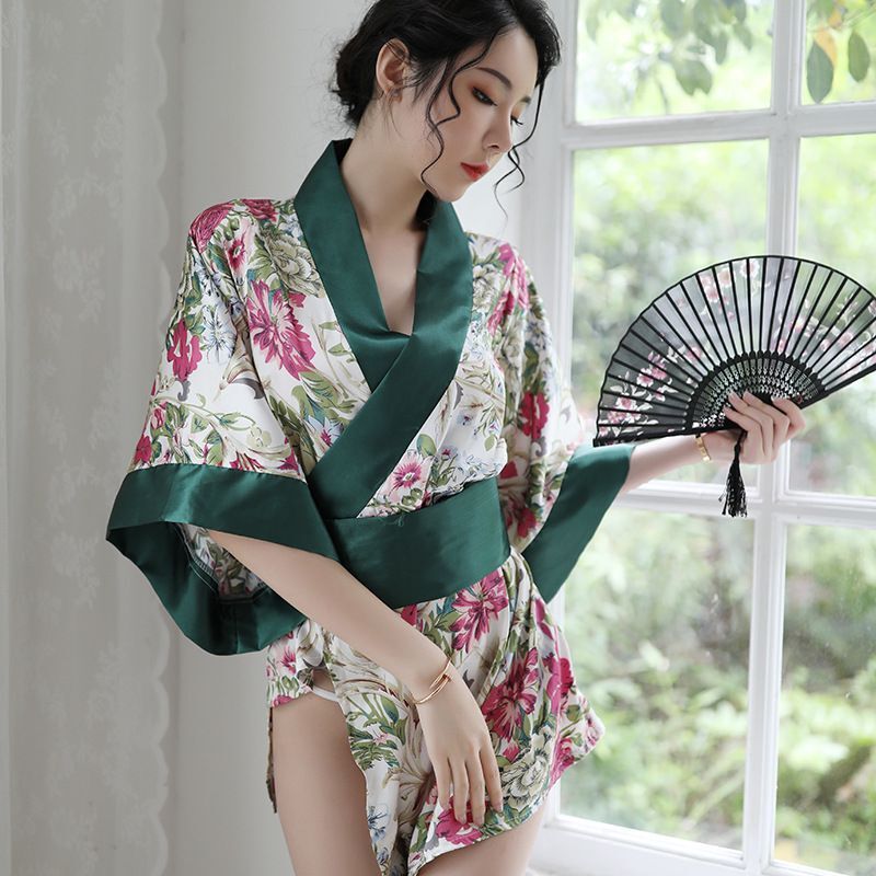夜听香新款情趣内衣女士低胸高端诱惑喇叭袖复古日式性感和服套装 - leoleo123123