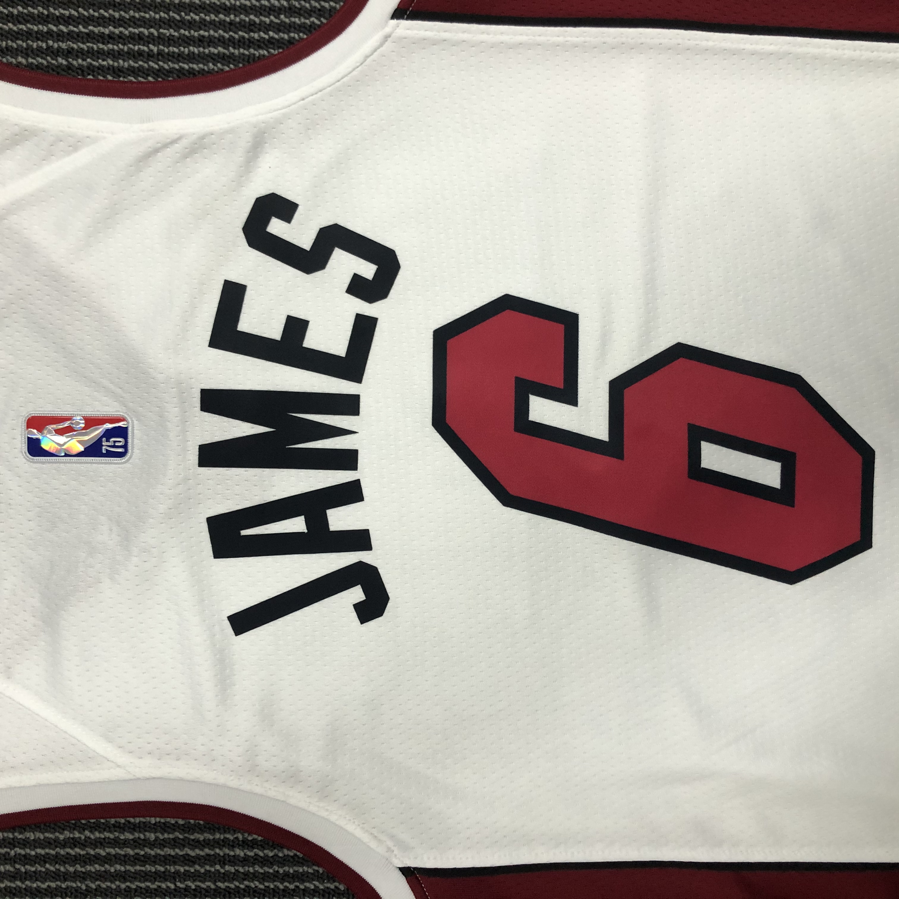 NBA Men 75th Anniversary Miami Heat White #6 JAMES Jersey High Quality Name and Number Print - leoleo123123