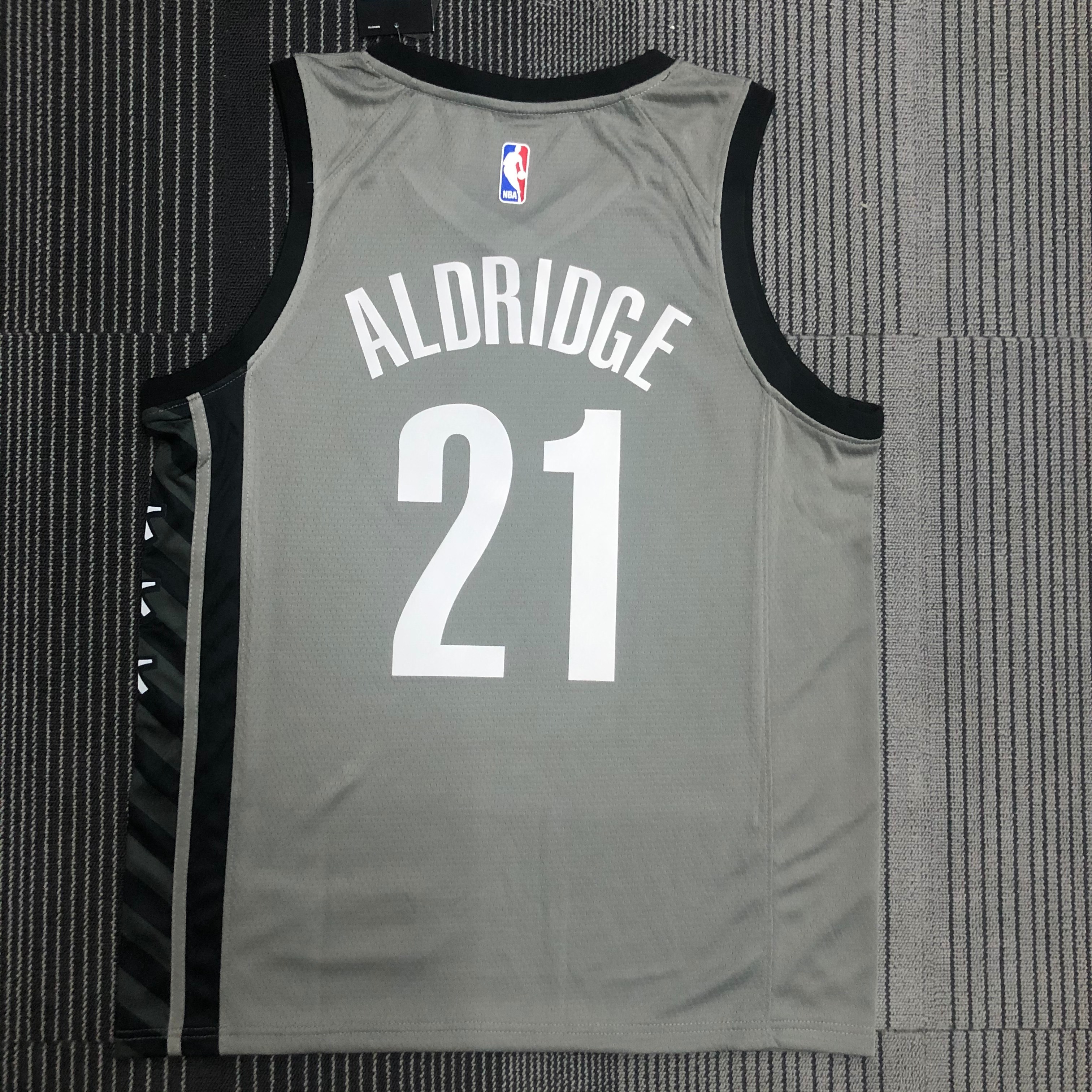 NBA Men 75th Anniversary Brooklyn Nets Grey with Jordan Logo #21 ALDRIDGE Jersey High Quality Name and Number Print - leoleo123123