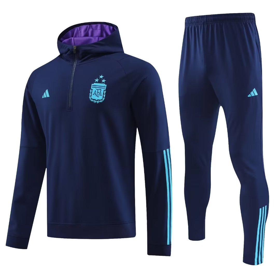 22/23 Argentina Dark Blue Sweater Tracksuit With 3 Stars Thai Quality - leoleo123123