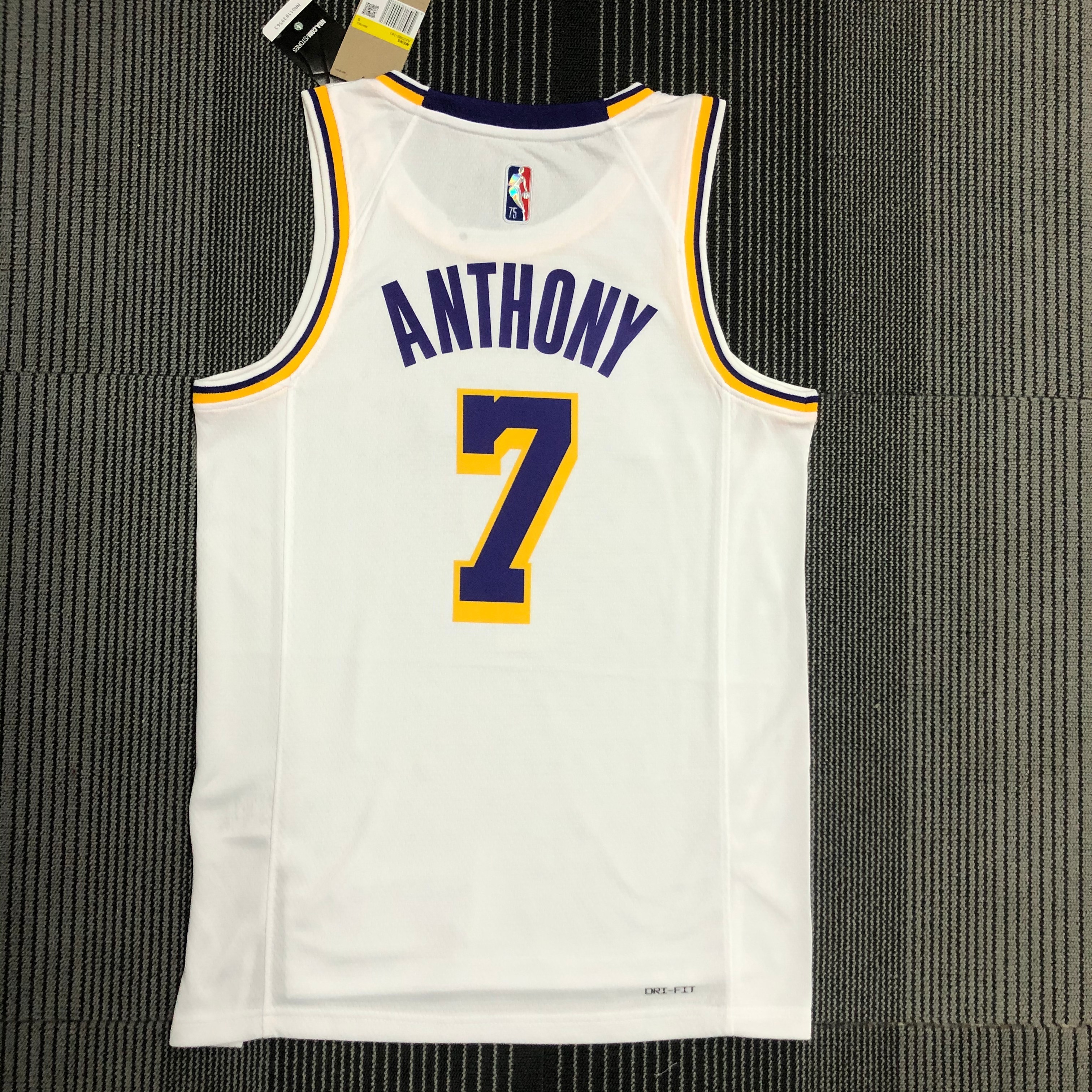 NBA 75th Anniversary Los Angeles Lakers White Round Neck #7 ANTHONY Jersey High Quality Name and Number Print - leoleo123123